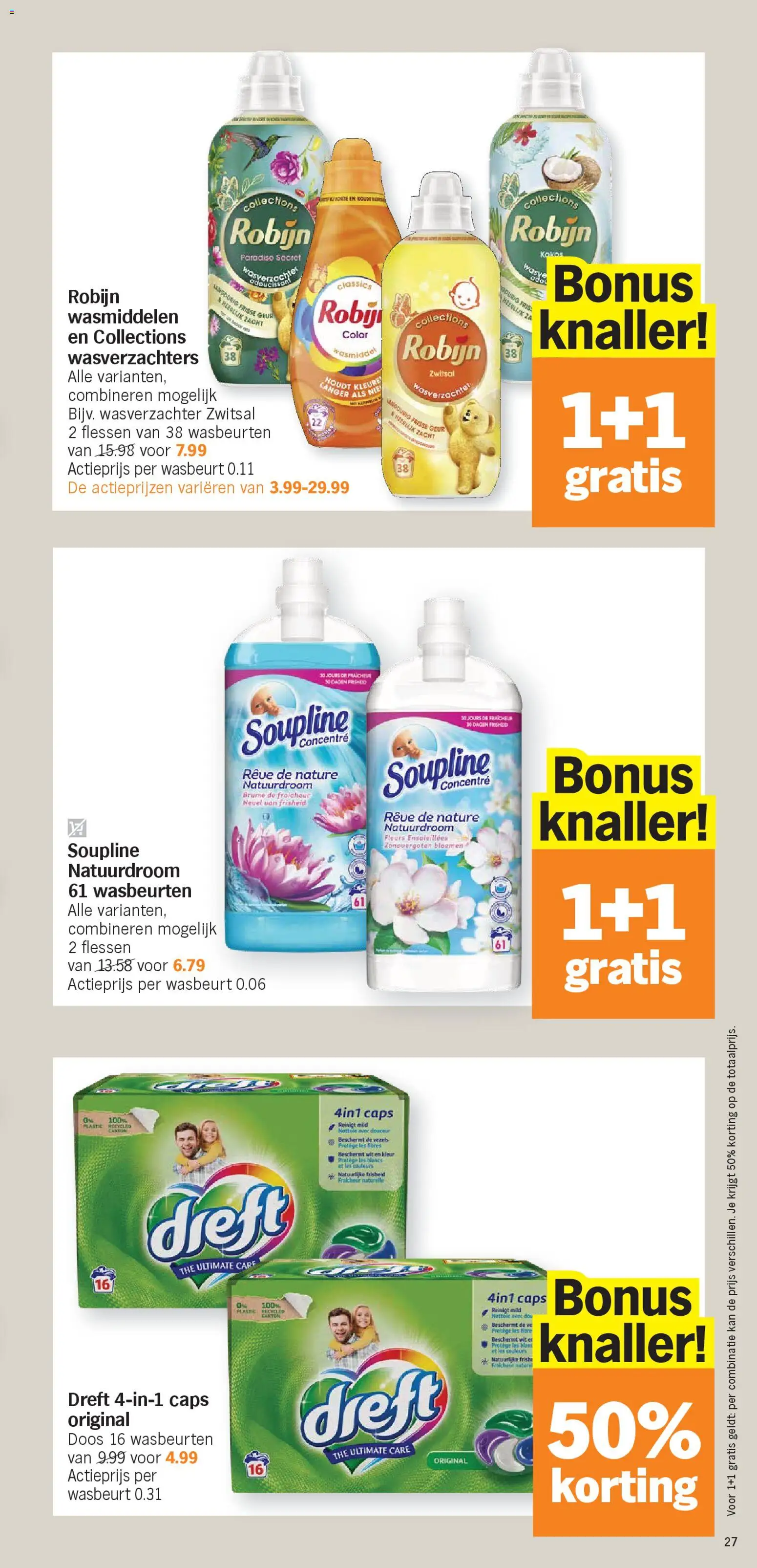 {H1} | Pagina: 27 | Producten: Bloemen, Geur, Wasverzachter, Robijn