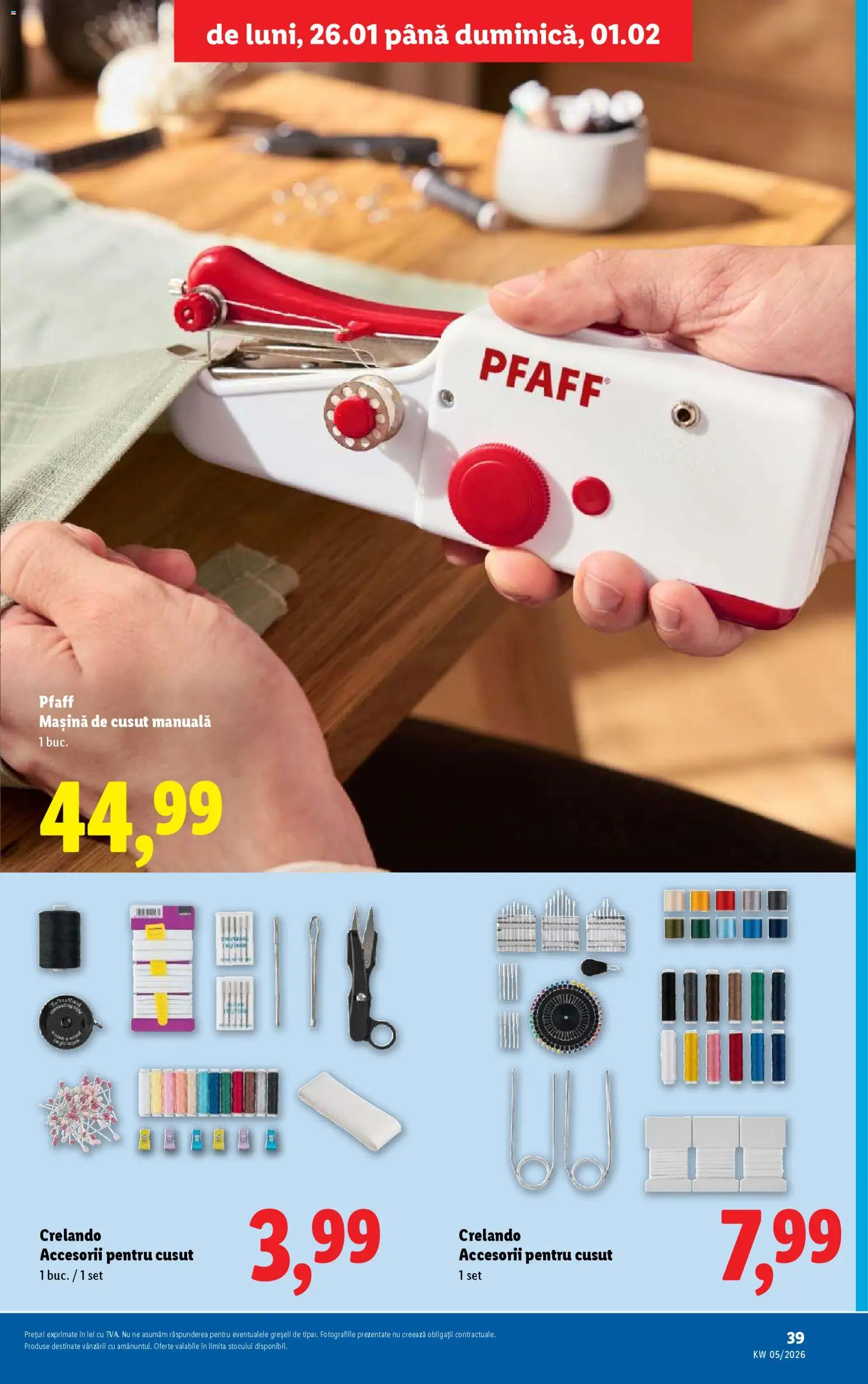 Noul catalog Lidl – valabil de la 26.01.2026 | Pagină: 39 | Produse: Mașină De Cusut