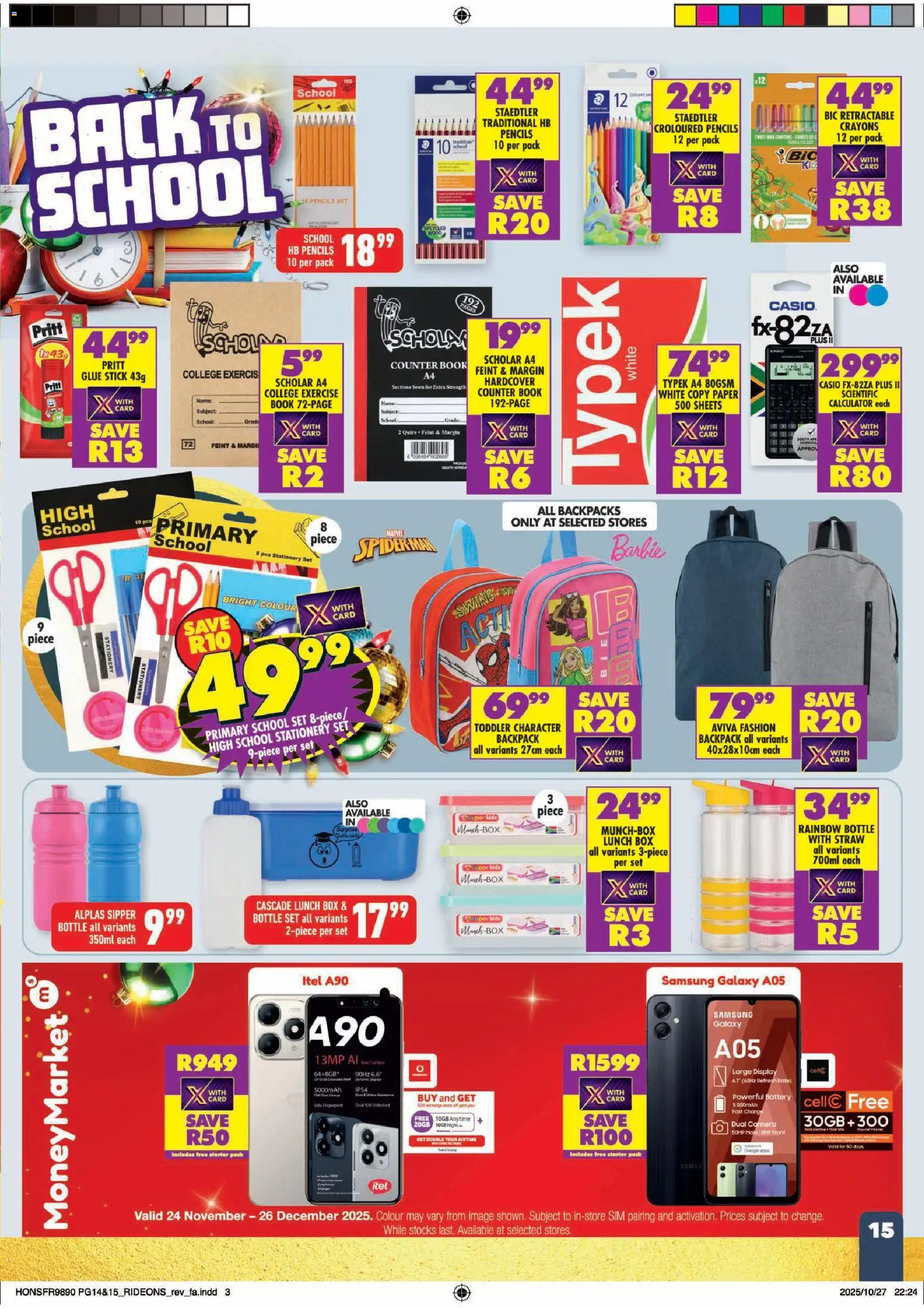 New Shoprite catalogue – valid from 24.11.2025 | Page: 15 | Products: Sim, Camera, Backpack, Paper