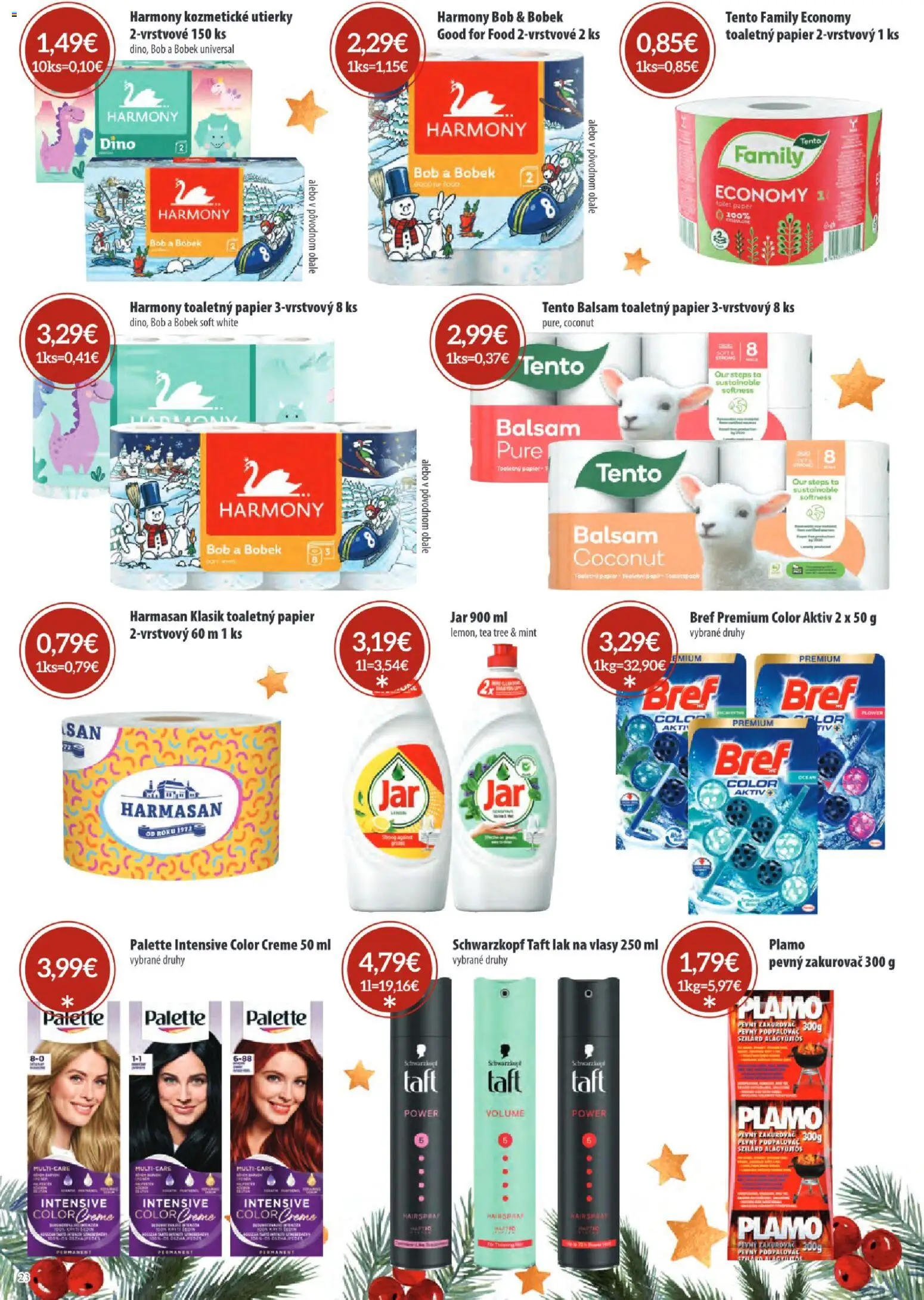 Nové Sintra akcie – leták je platný od 15.12.2025 | Strana: 23 | Produkty: Toaletný papier, Lak na vlasy, Jar