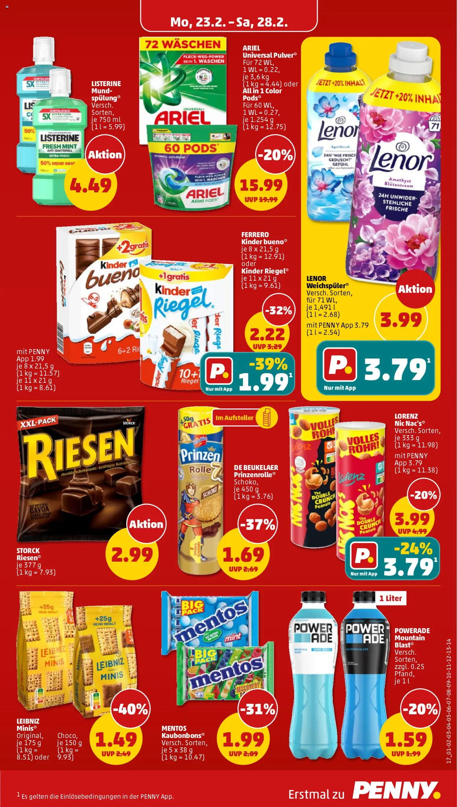 Penny Prospekt 	 – gültig ab 23.02.2026 | Seite: 21 | Produkte: Kinder bueno, Spülung, Kinder riegel, Weichspüler