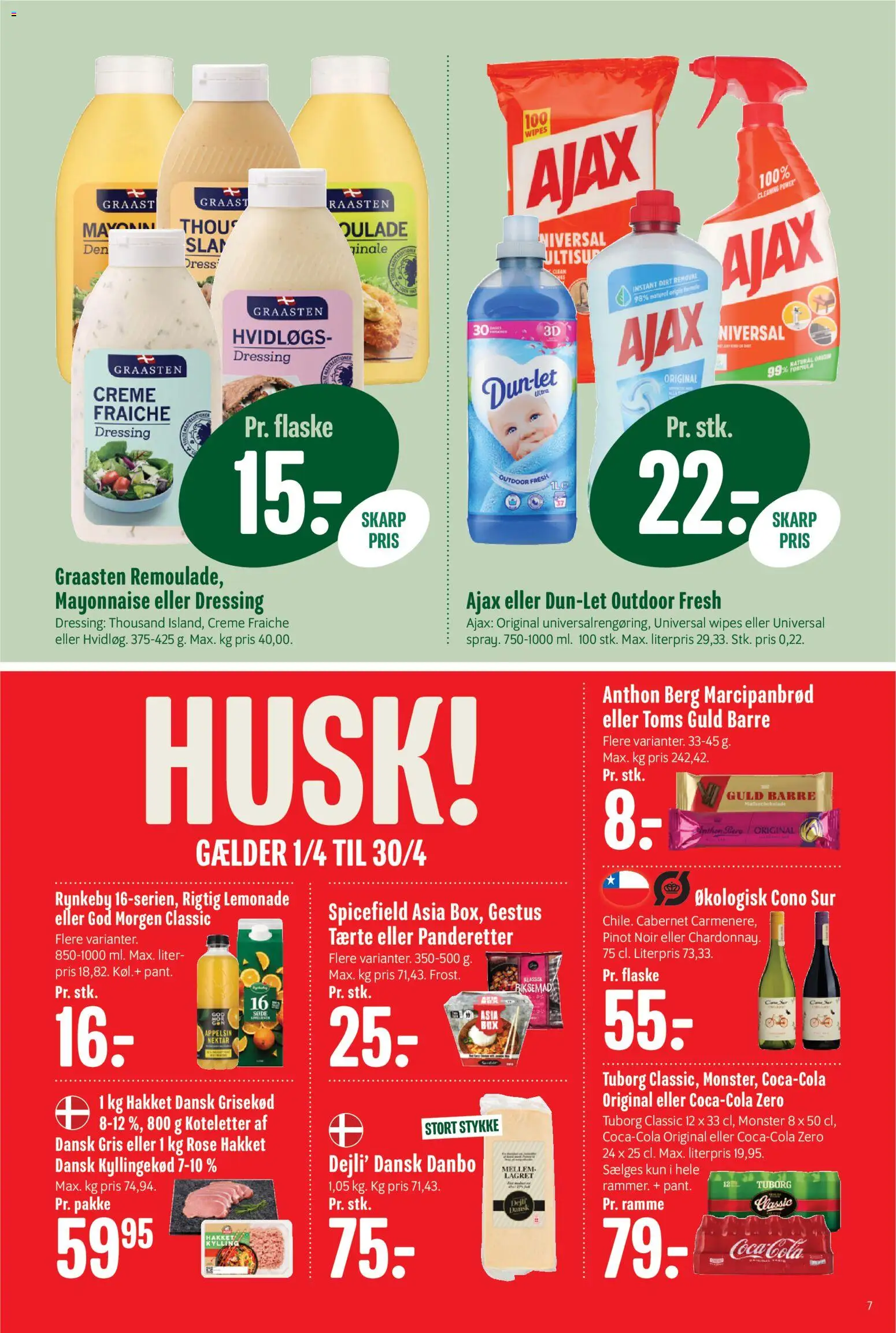 Min Købmand tilbudsavis – gyldig fra 10.04.2026 | Side: 7 | Produkter: Kyllingekød, Koteletter, Dressing, Marcipanbrød