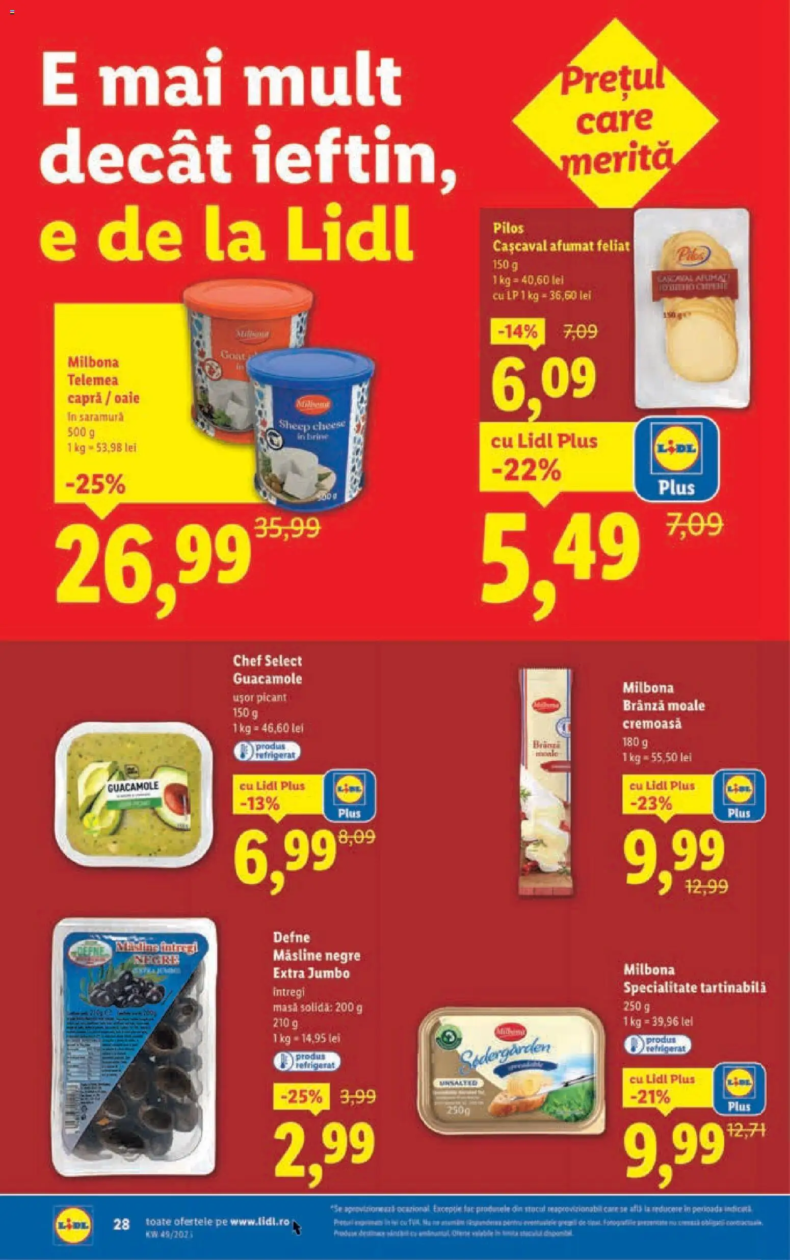 Noul catalog Lidl – valabil de la 01.12.2025 | Pagină: 28 | Produse: Hijyenik ped, Toplar, Cașcaval, Măsline