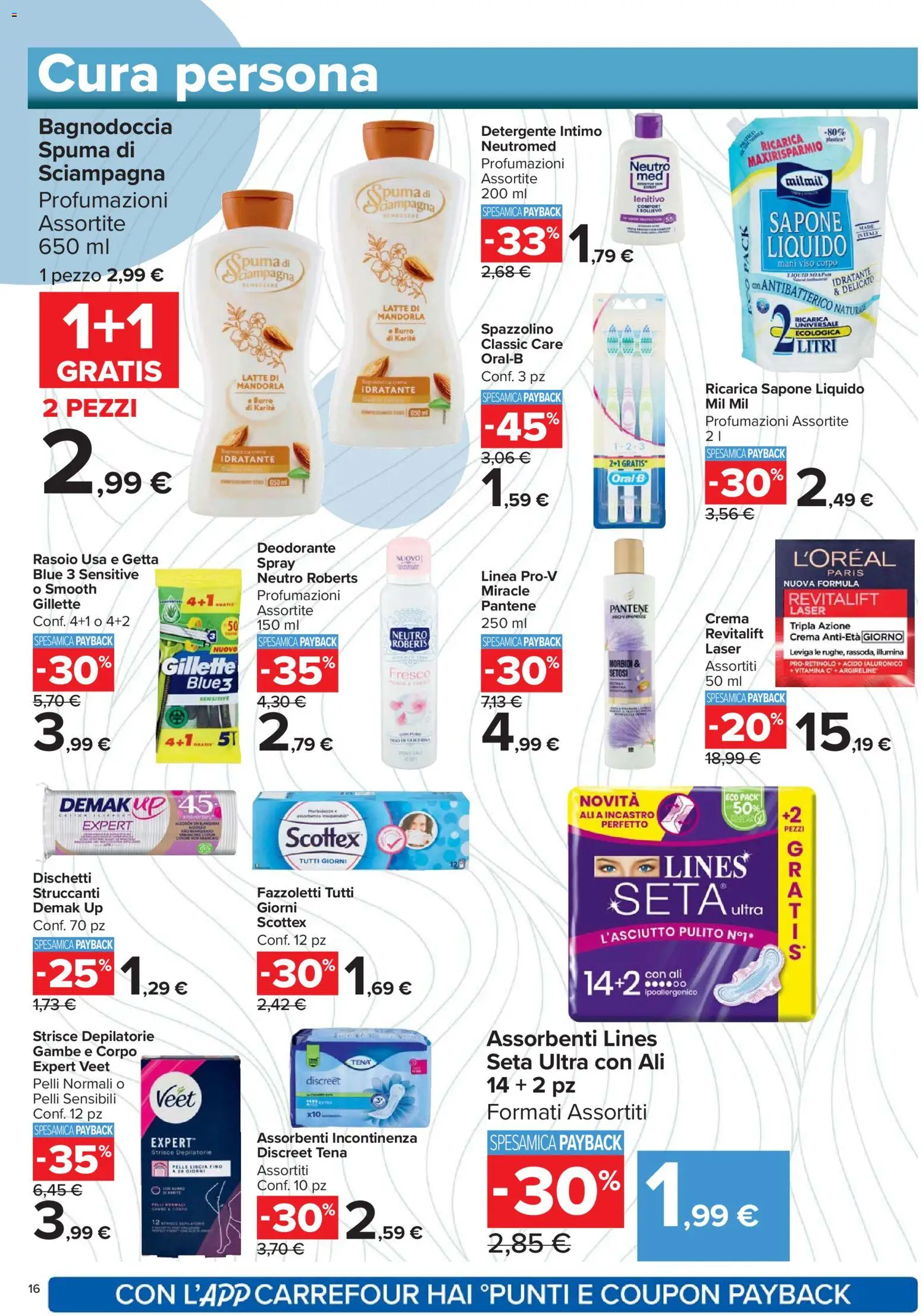 Volantino Carrefour del 02.12.2025 | Pagina: 16 | Prodotti: Crema, Detergente, Fazzoletti, Latte