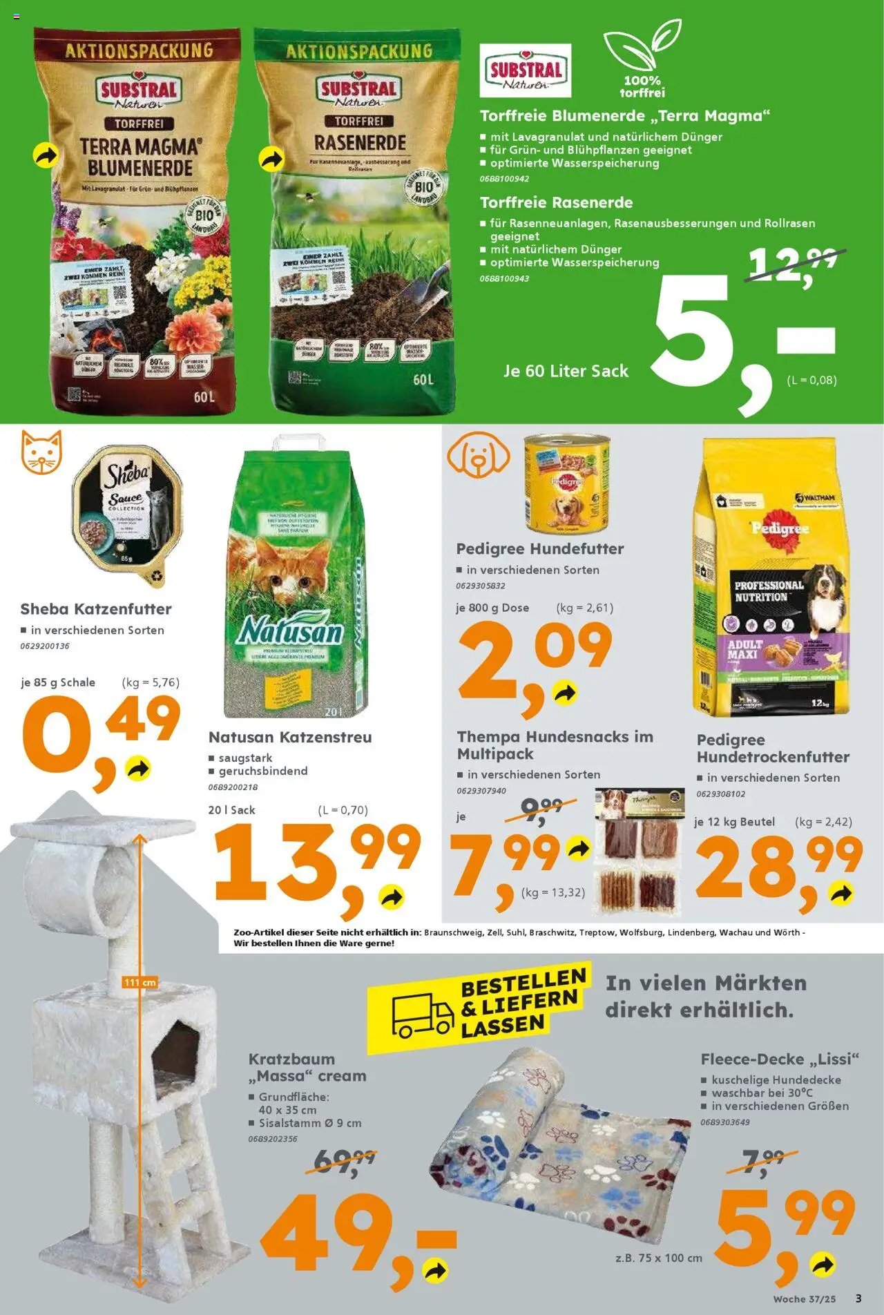 Globus Baumarkt Prospekt 	 – gültig ab 08.09.2025 | Seite: 3 | Produkte: Sheba, Katzenfutter, Wasser, Pedigree