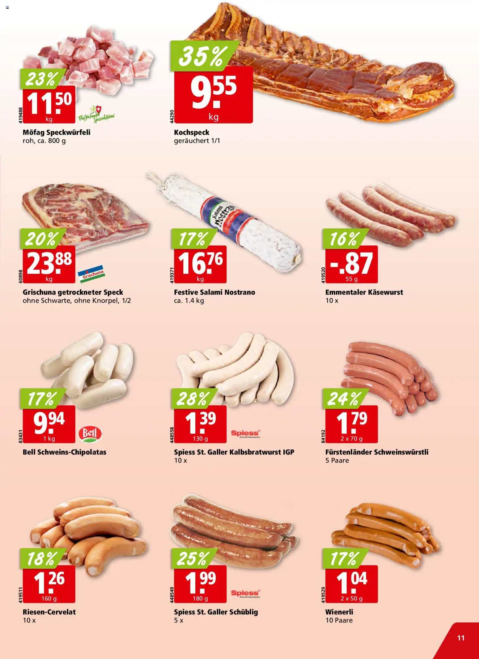 Aligro Aktionen Schlieren, Gossau SG, Frauenfeld, Rapperswil-Jona, Sargans, Bern, Brüttisellen, Pratteln, Emmen, Spreitenbach – gültig ab 16.02.2026 | Seite: 11 | Produkte: Salami