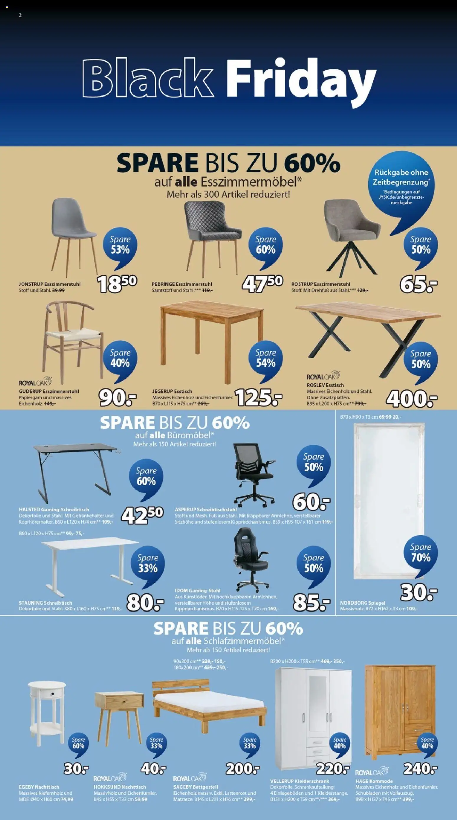 Prospekt JYSK – gültig ab 19.10.2025 | Seite: 2 | Produkte: Esstisch, Matratze, Nachttisch, Lattenrost