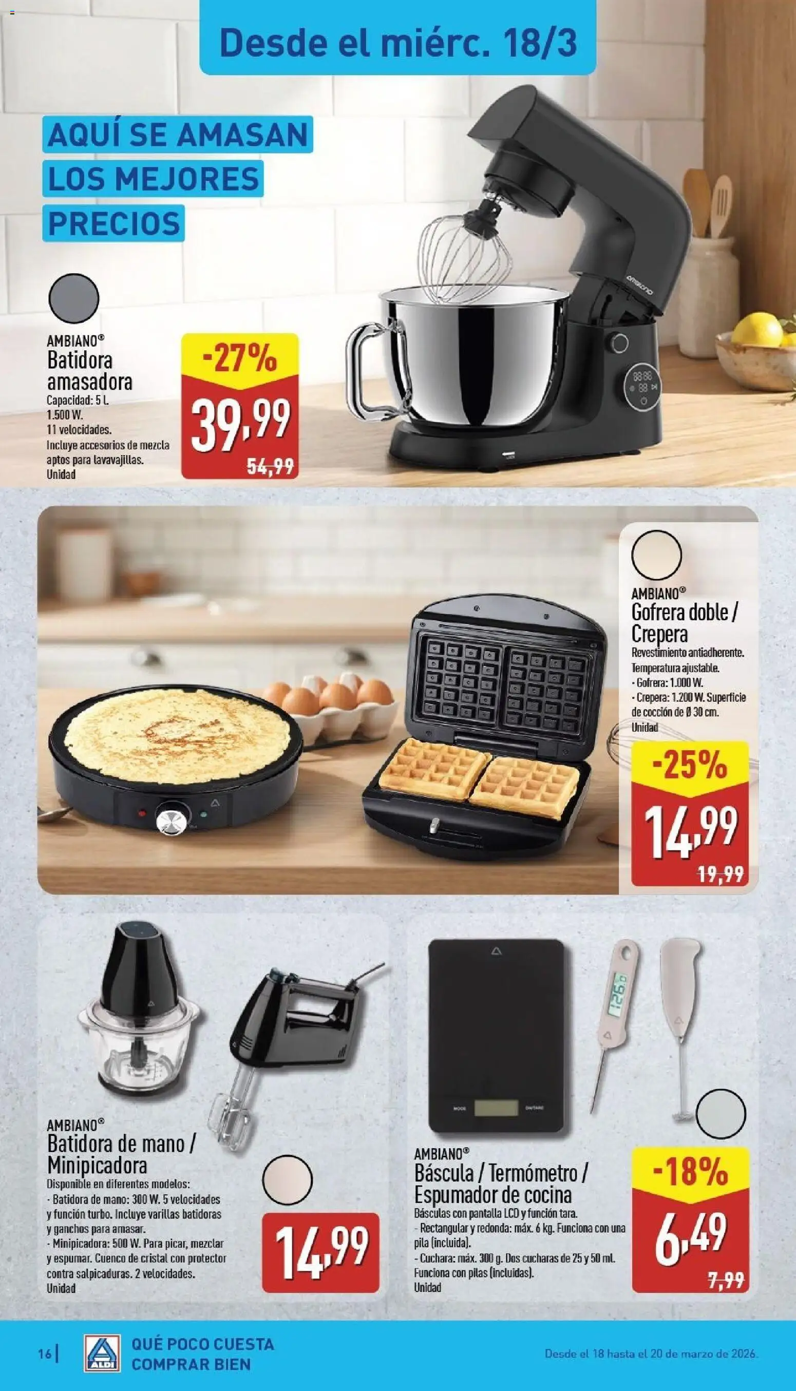 Aldi folleto Canarias │ válido desde el 16.03.2026 | Página: 16 | Productos: Cocina, Termómetro, Batidora