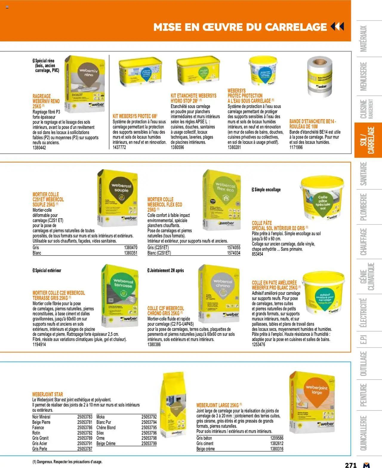  | Page: 271 | Produits: Base, Mortier, Colle, Crème