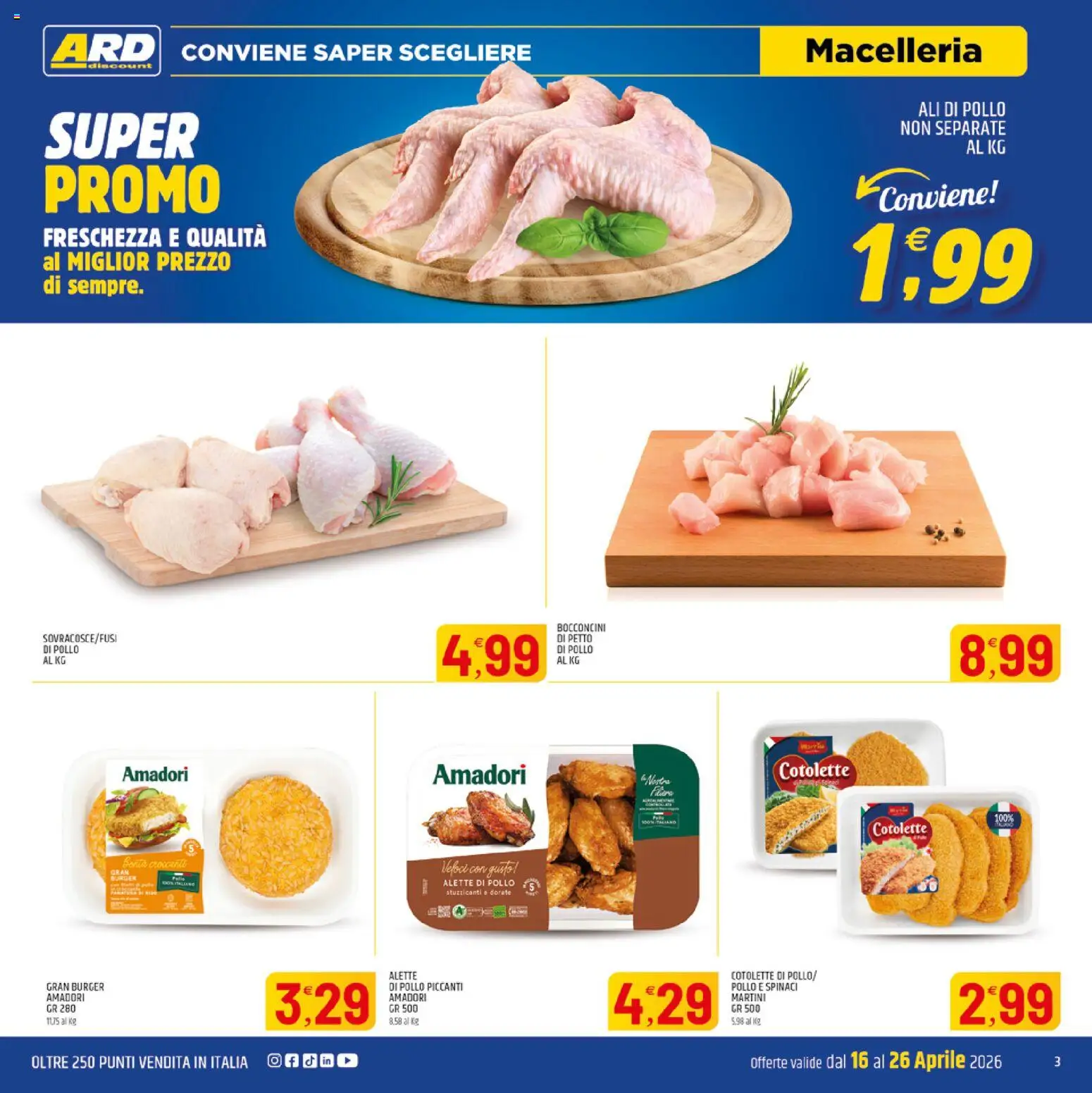 Volantino ARD Discount del 16.04.2026 | Pagina: 3 | Prodotti: Pollo, Spinaci