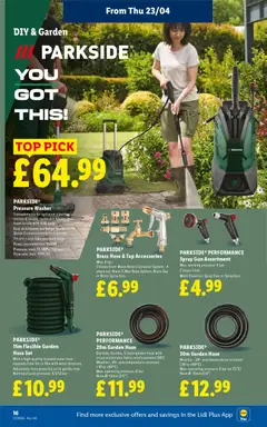 Preview of Lidl - Weekly valid from 23.04.2026 | Page: 20 | Products: Garden hose, Pressure washer, Connector