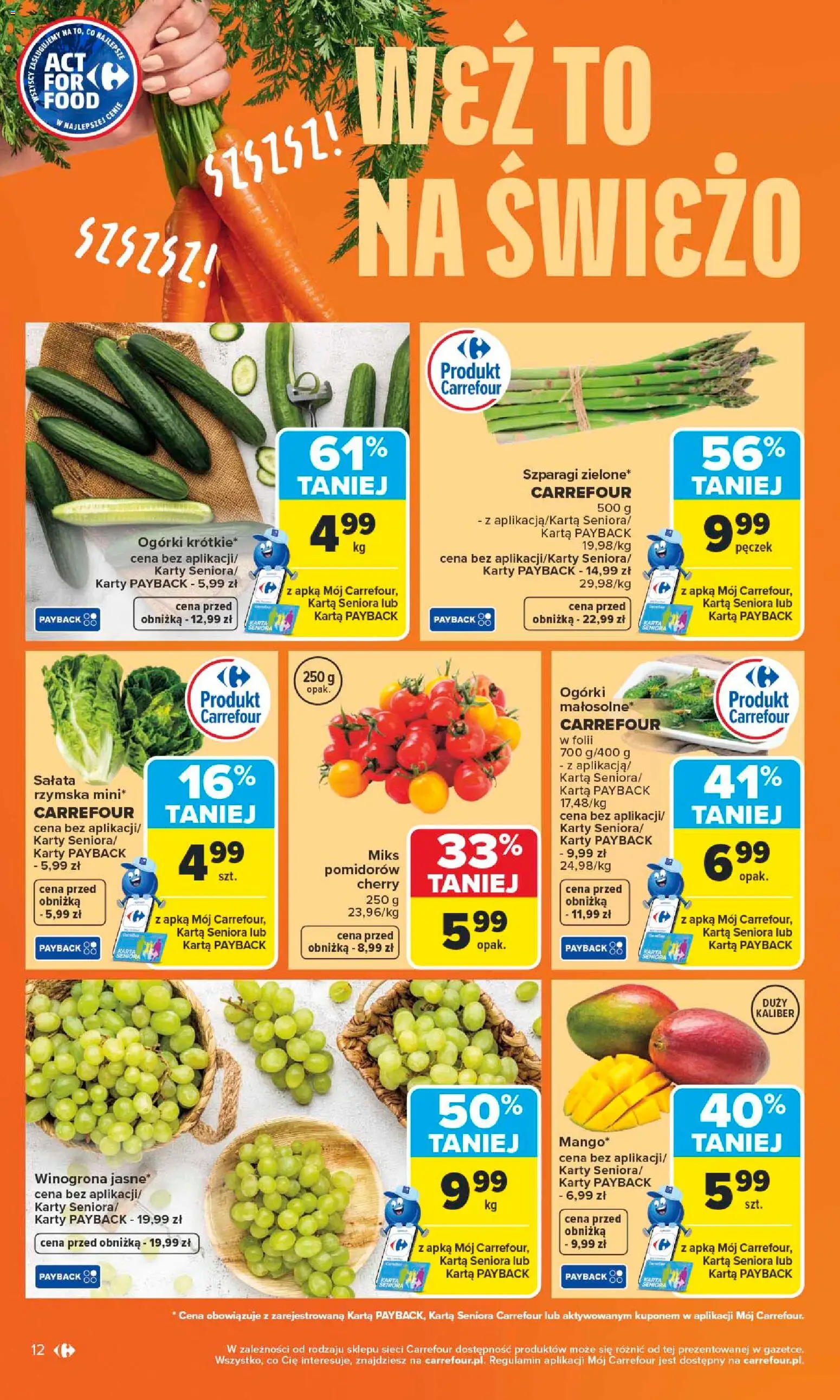 Carrefour gazetka od 27.04.2026 | Strona: 14 | Produkty: Karta, Winogrona, Szparagi, Ogórki
