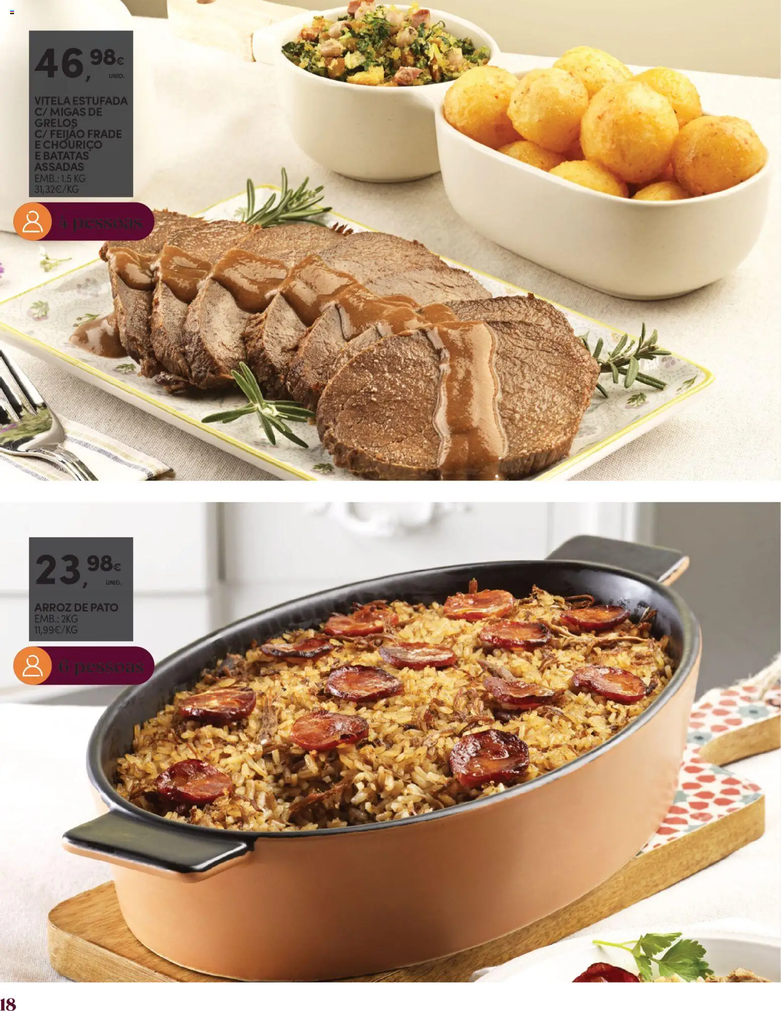 Continente - Catálogo Take Away Páscoa │ válido de 17.03.2026 | Página: 18 | Produtos: Vitela, Grelos, Chouriço, Arroz