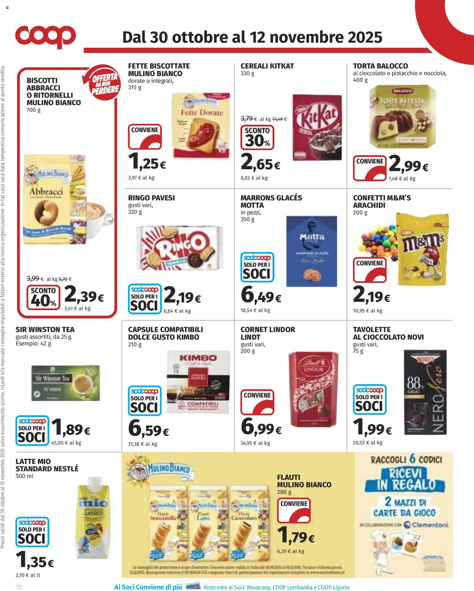 Volantino COOP del 30.10.2025 | Pagina: 16 | Prodotti: Biscotti, Latte, Fette biscottate, Stracciatella