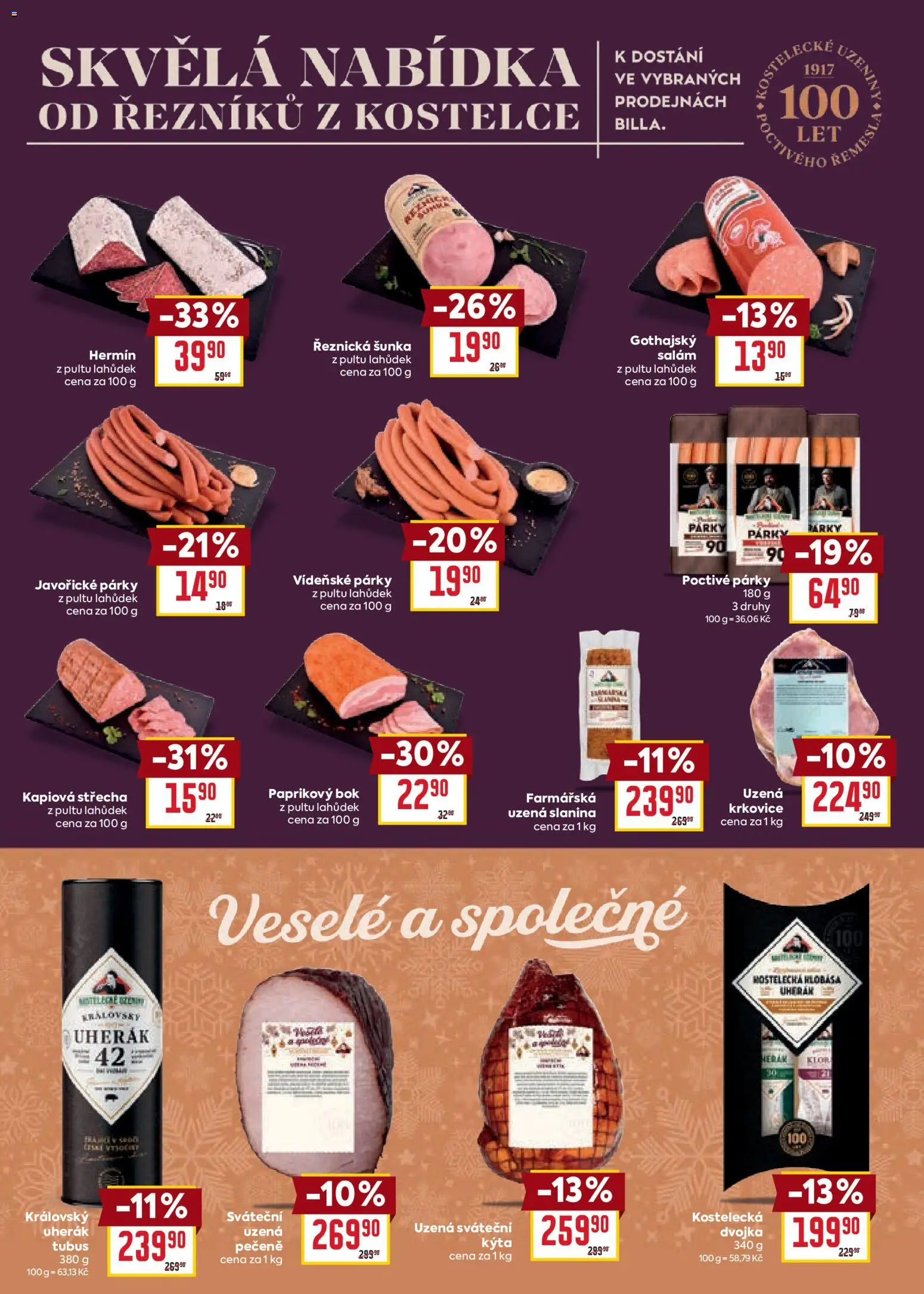 Billa leták - Partneři od 19.11.2025 | Strana: 4 | Produkty: Šunka, Párky, Krkovice, Slanina