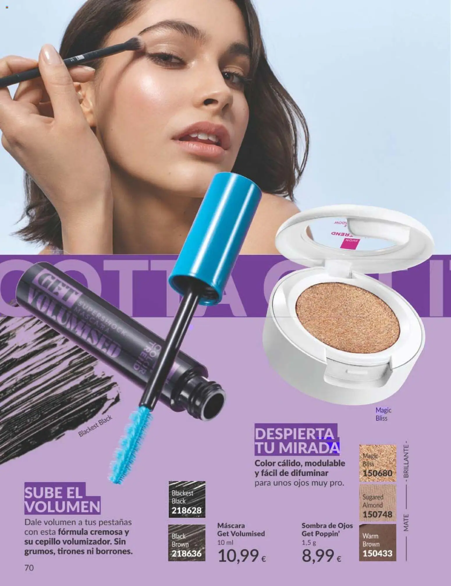 Catálogo AVON campaña 1 │ válido desde el 01.01.2026 | Página: 70 | Productos: Cepillo, Máscara, Sombra, Sombra de ojos