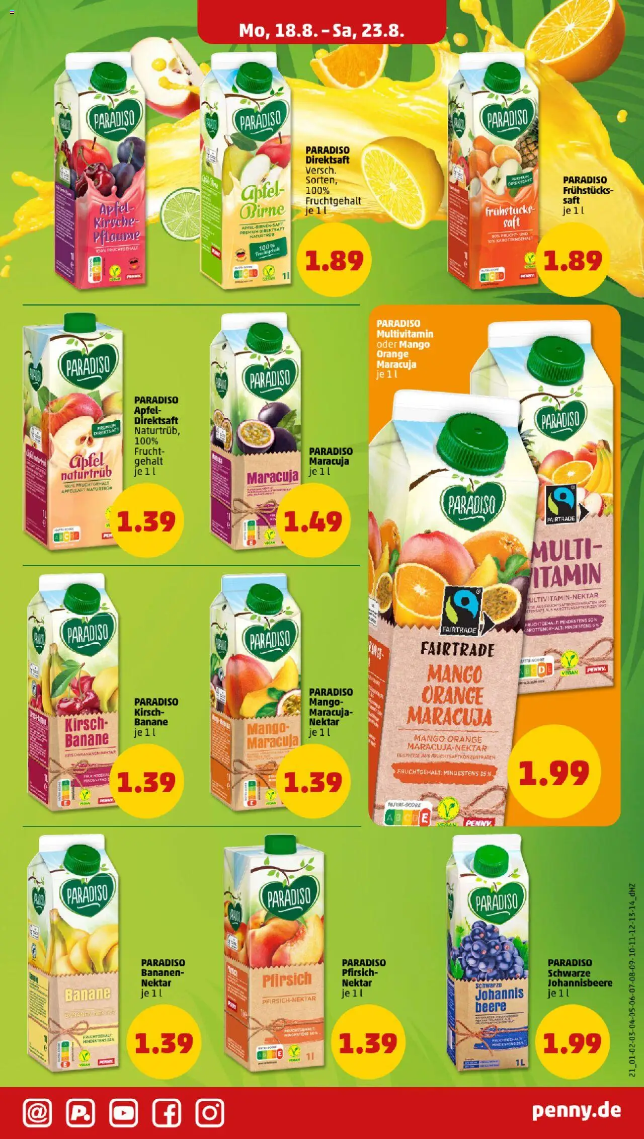 Penny Prospekt 	 - gültig ab dem 18.08.2025 | Seite: 21 | Produkte: Äpfel, Apfelsaft, Pfirsich, Birne