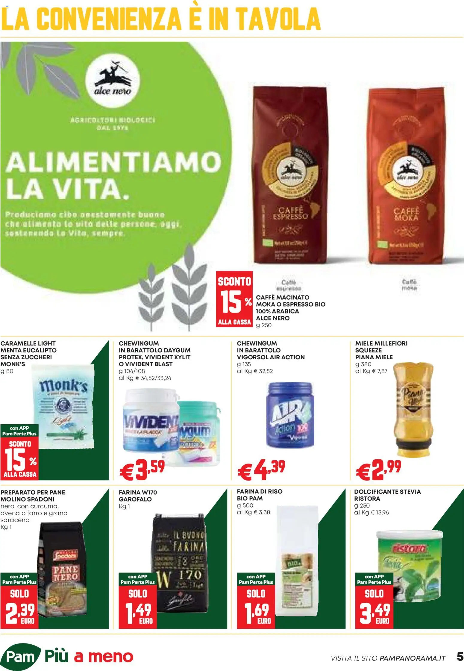 Volantino PAM del 26.02.2026 | Pagina: 5 | Prodotti: Stevia, Riso, Caramelle, Menta
