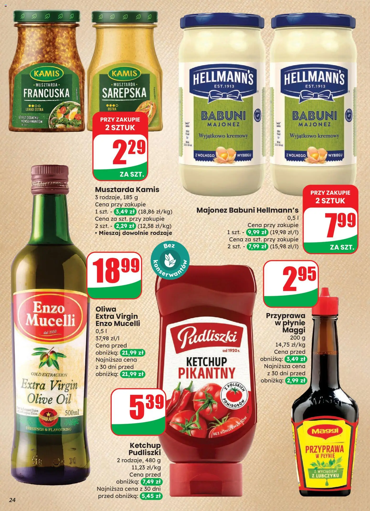 Dino Gazetka od 12.11.2025 | Strona: 24 | Produkty: Musztarda francuska, Ketchup, Ketchup pudliszki, Oliwa extra virgin