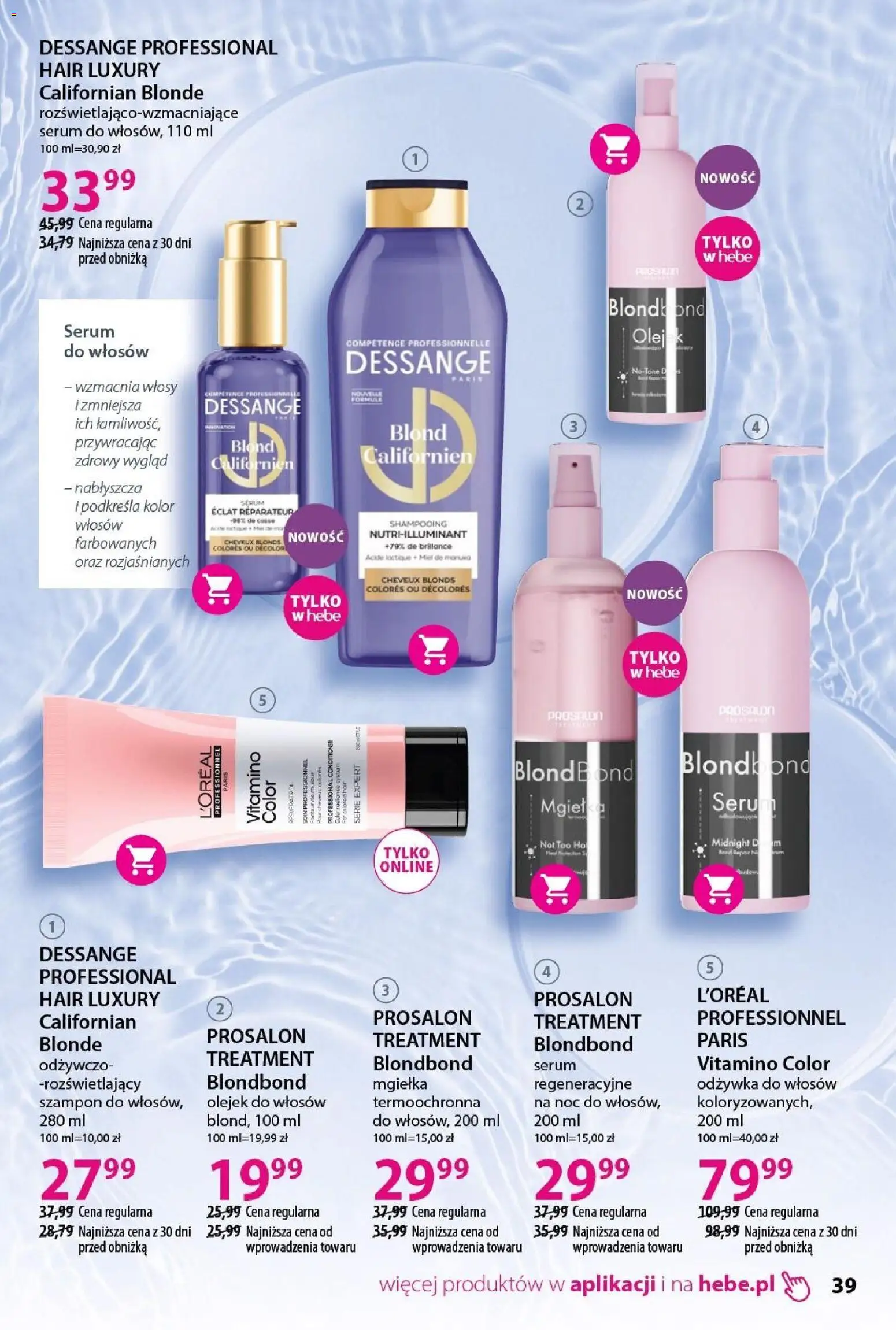 Hebe Gazetka - Katalog od 31.01.2026 | Strona: 39 | Produkty: Olej, Szampon, Olejek do włosów, Odżywka do włosów