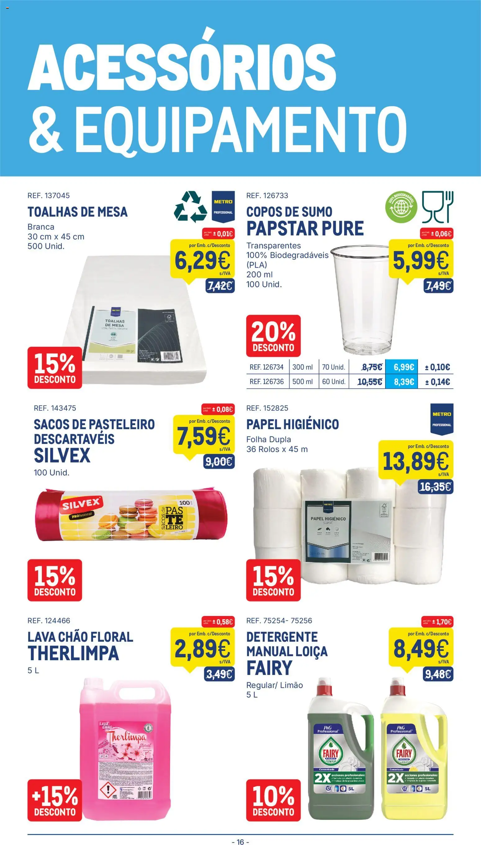 Makro folheto │ válido de 09.12.2025 | Página: 16 | Produtos: Copos, Papel higiénico, Detergente, Mesa