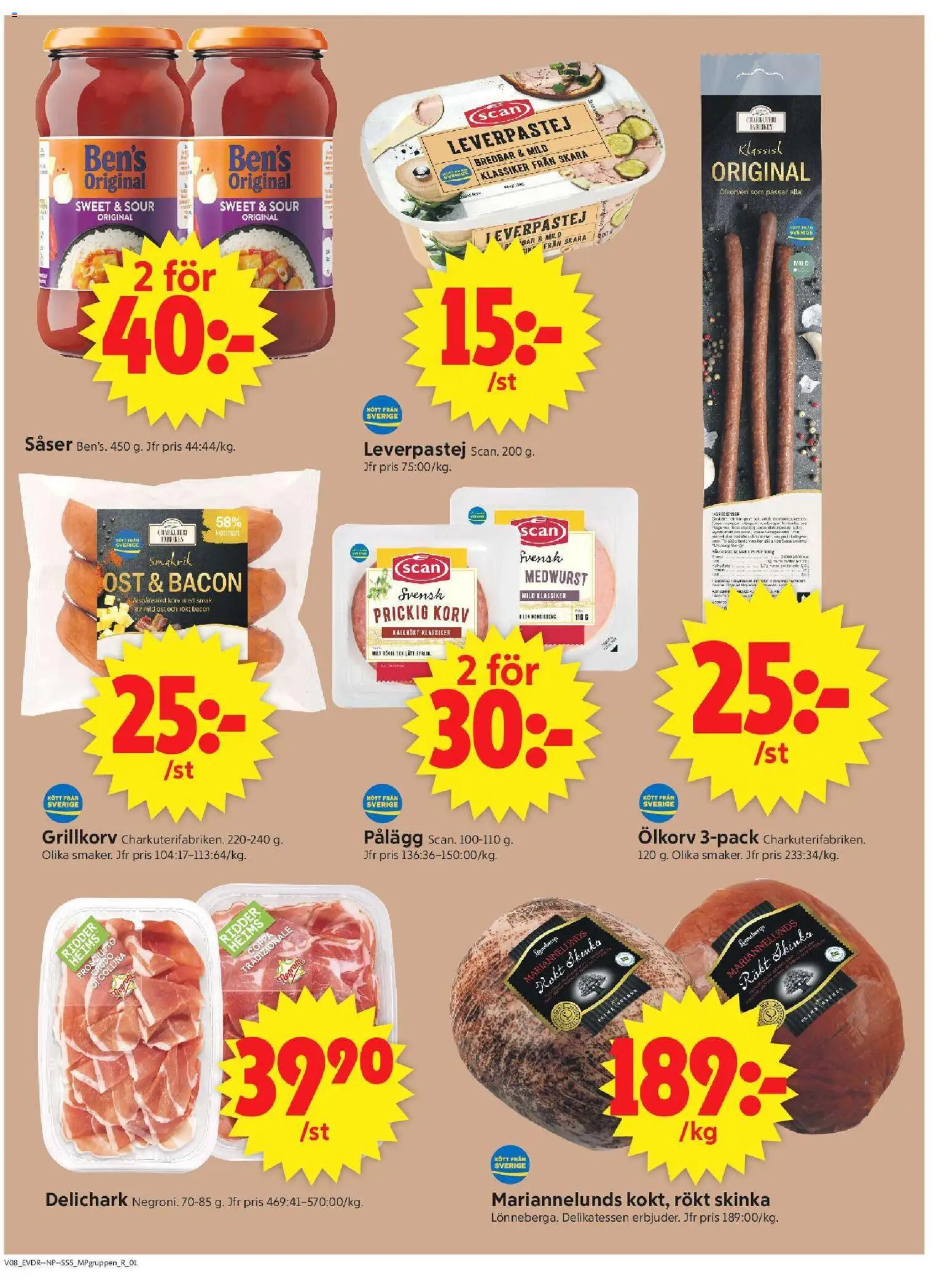 ICA Supermarket reklamblad aktuell från 16.02.2026 | Sida: 10 | Produkter: Bacon, Leverpastej, Ost, Skinka