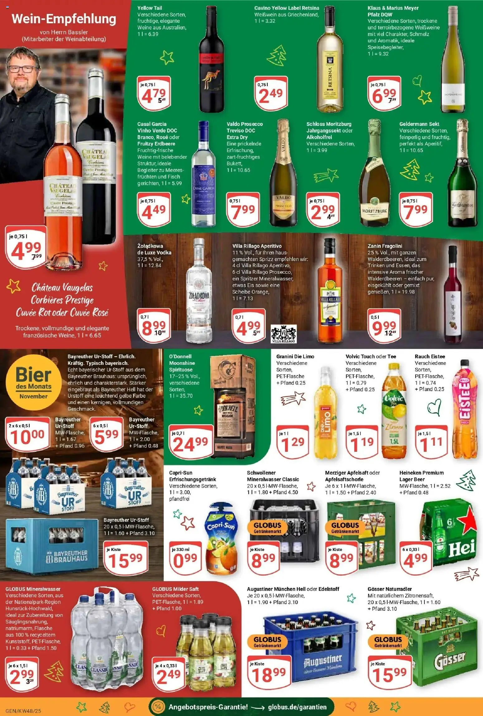 Globus prospekt Gensingen	 – gültig ab 23.11.2025 | Seite: 17 | Produkte: Weißwein, Prosecco, Saft, Tee