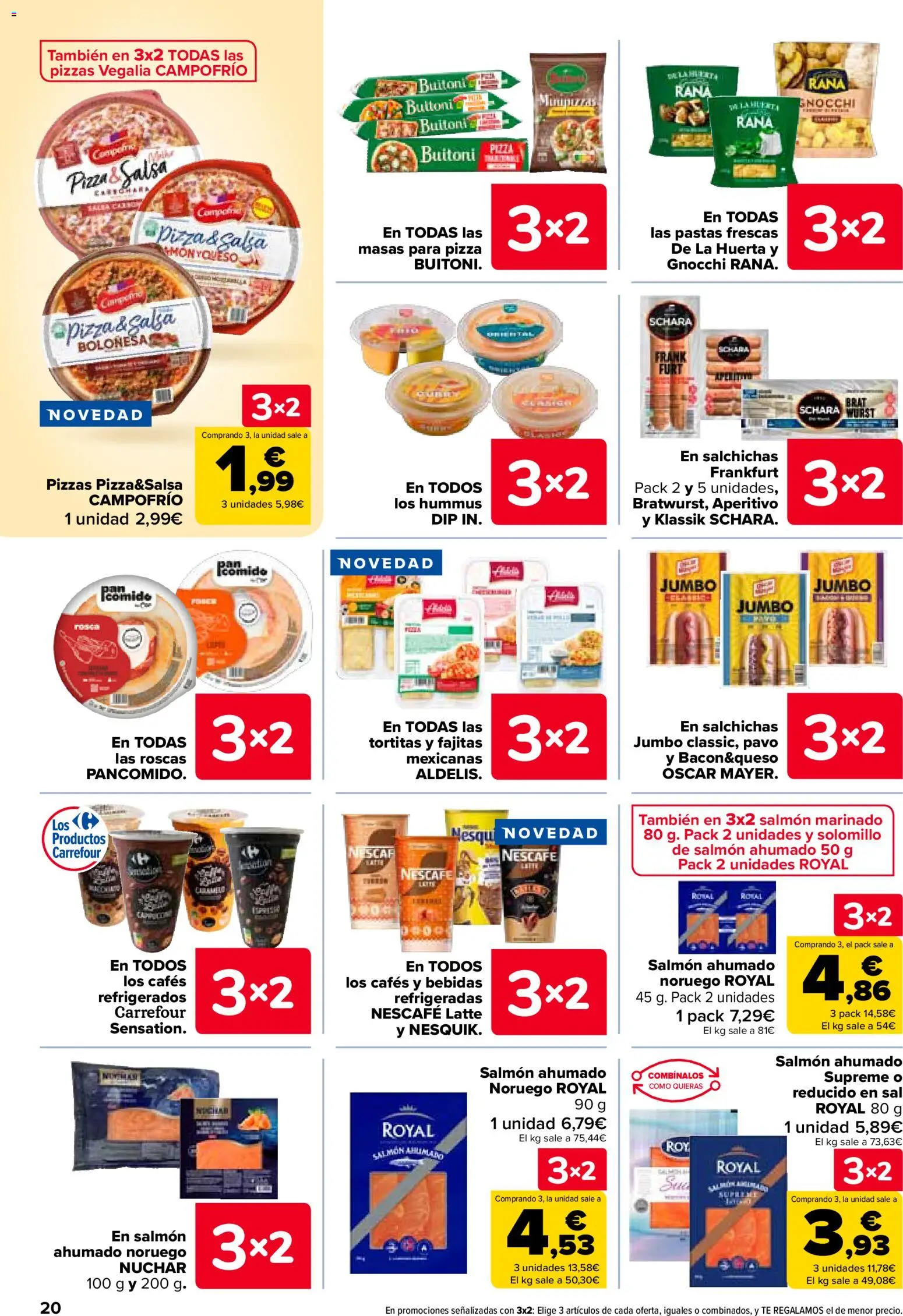Carrefour folleto │ válido desde el 28.10.2025 | Página: 20 | Productos: Pizza, Té, Salmón ahumado