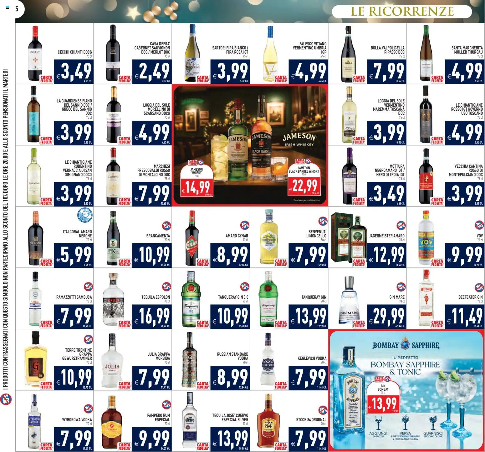 Volantino PIM Supermercati del 27.12.2025 | Pagina: 5 | Prodotti: Gin, Acqua tonica, Acqua, Limoncello