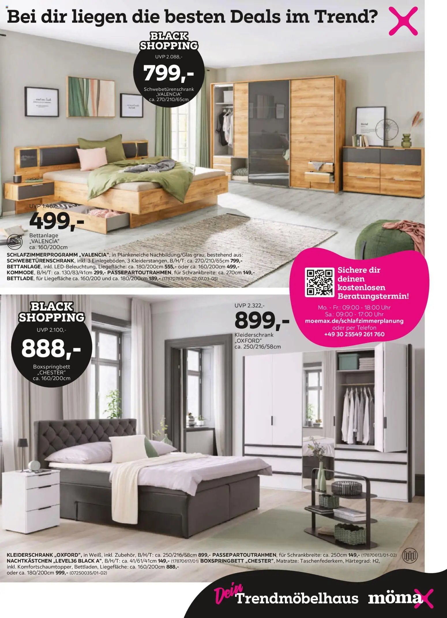 Mömax - Black Friday – gültig ab 27.10.2025 | Seite: 11 | Produkte: Kleiderschrank, Schwebetürenschrank, Boxspringbett, Telefon