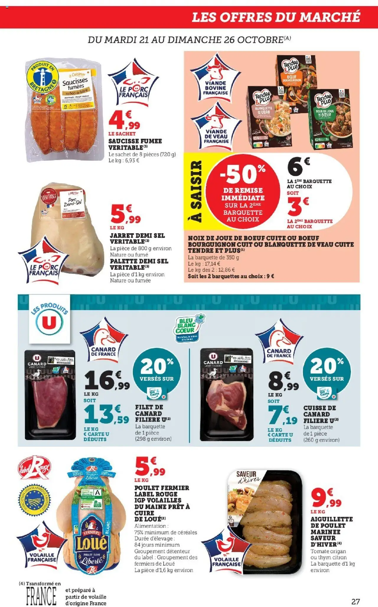 {H1} | Page: 27 | Produits: Joue de bœuf, Volaille, Saucisse fumée, Sel