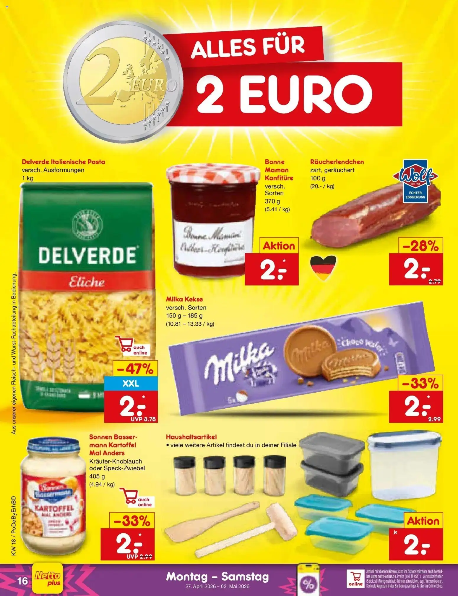 Netto Marken-Discount Prospekt Selb	 – gültig ab 27.04.2026 | Seite: 18 | Produkte: Milka, Pasta, Fleisch, Kekse