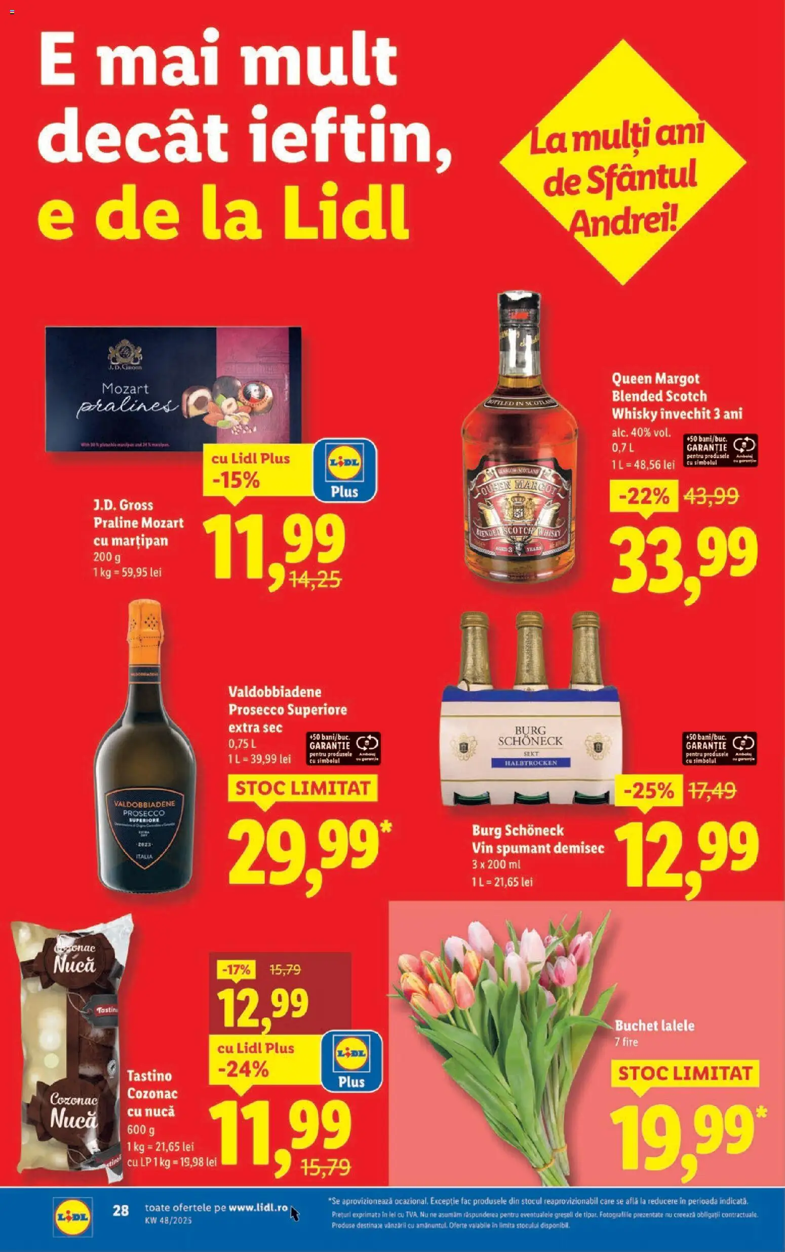 Noul catalog Lidl – valabil de la 24.11.2025 | Pagină: 28 | Produse: Praline, Prosecco, Vin