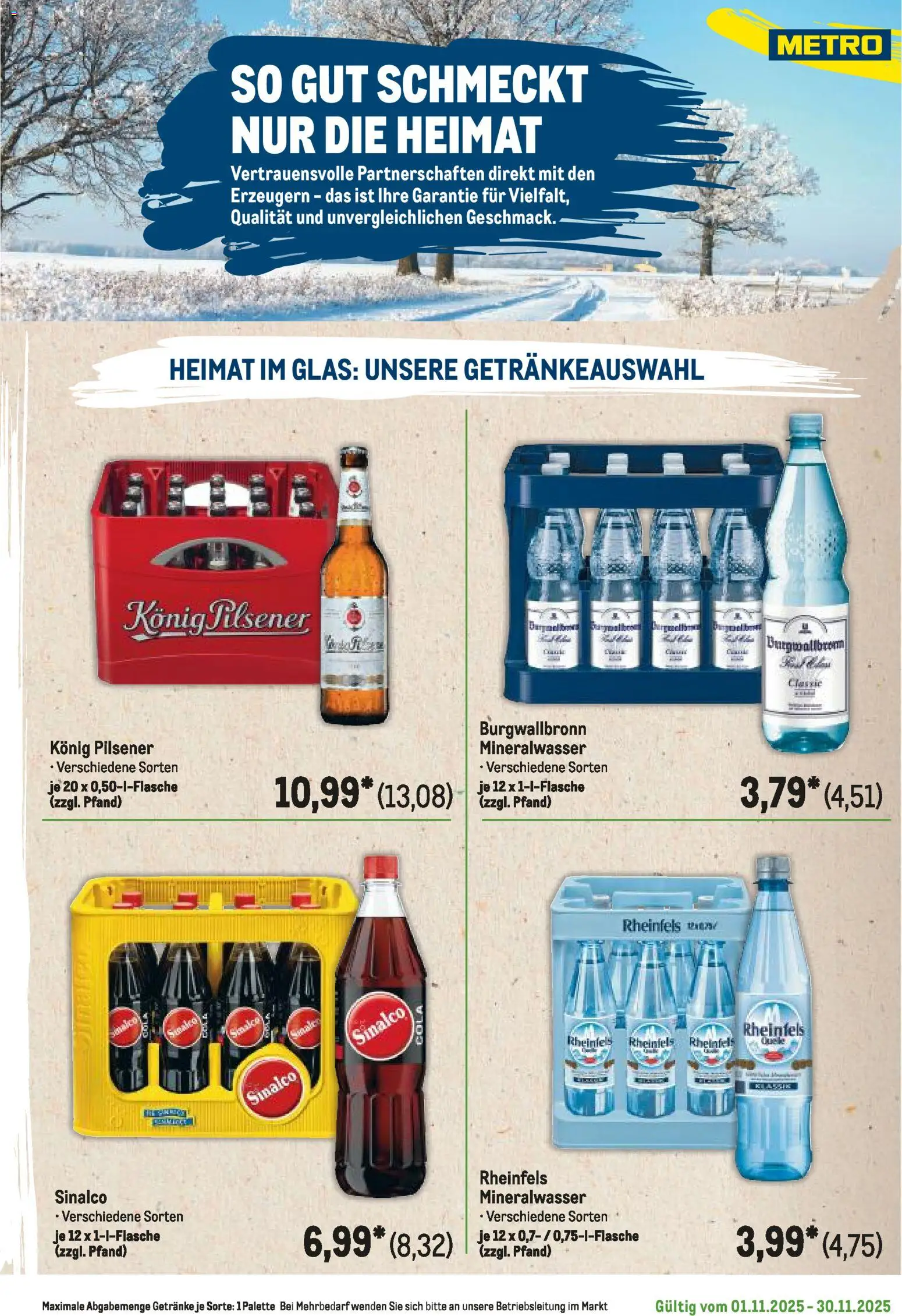 Metro Regionaler Flyer – gültig ab 01.11.2025 | Seite: 51 | Produkte: Sinalco, Konig pilsener, Mineralwasser