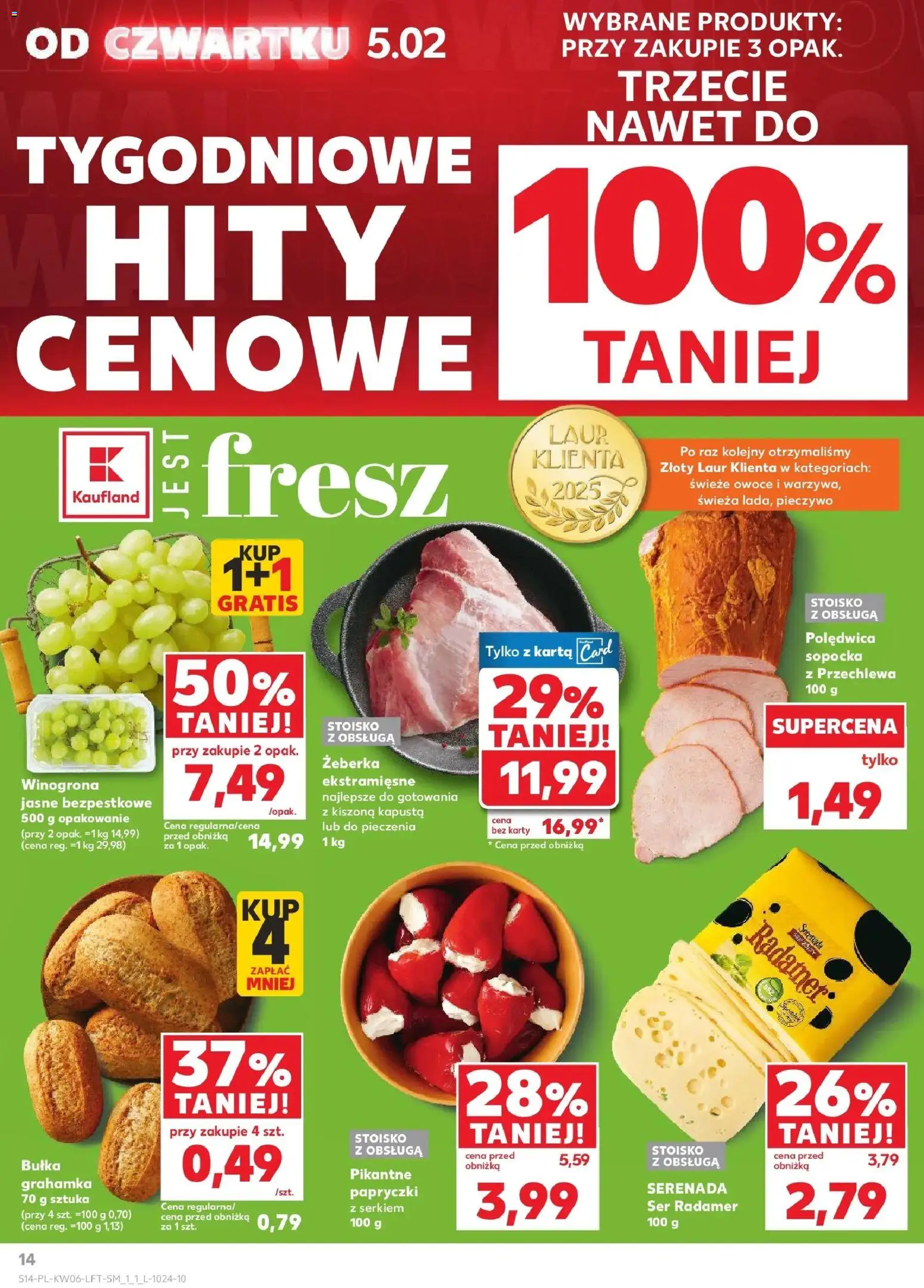 Kaufland gazetka od 05.02.2026 | Strona: 14 | Produkty: Pieczywo, Winogrona, Bułka, Owoce