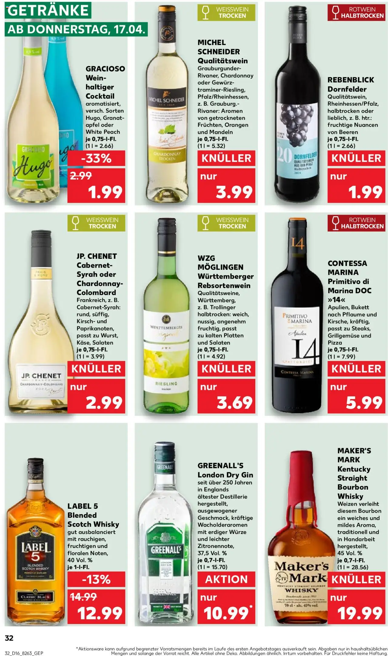 Kaufland - Hamburg, Bergedorfer Straße 106 - gültig ab dem 17.04.2025 | Seite: 32 | Produkte: Rotwein, Rotwein trocken, Orangen, Hugo