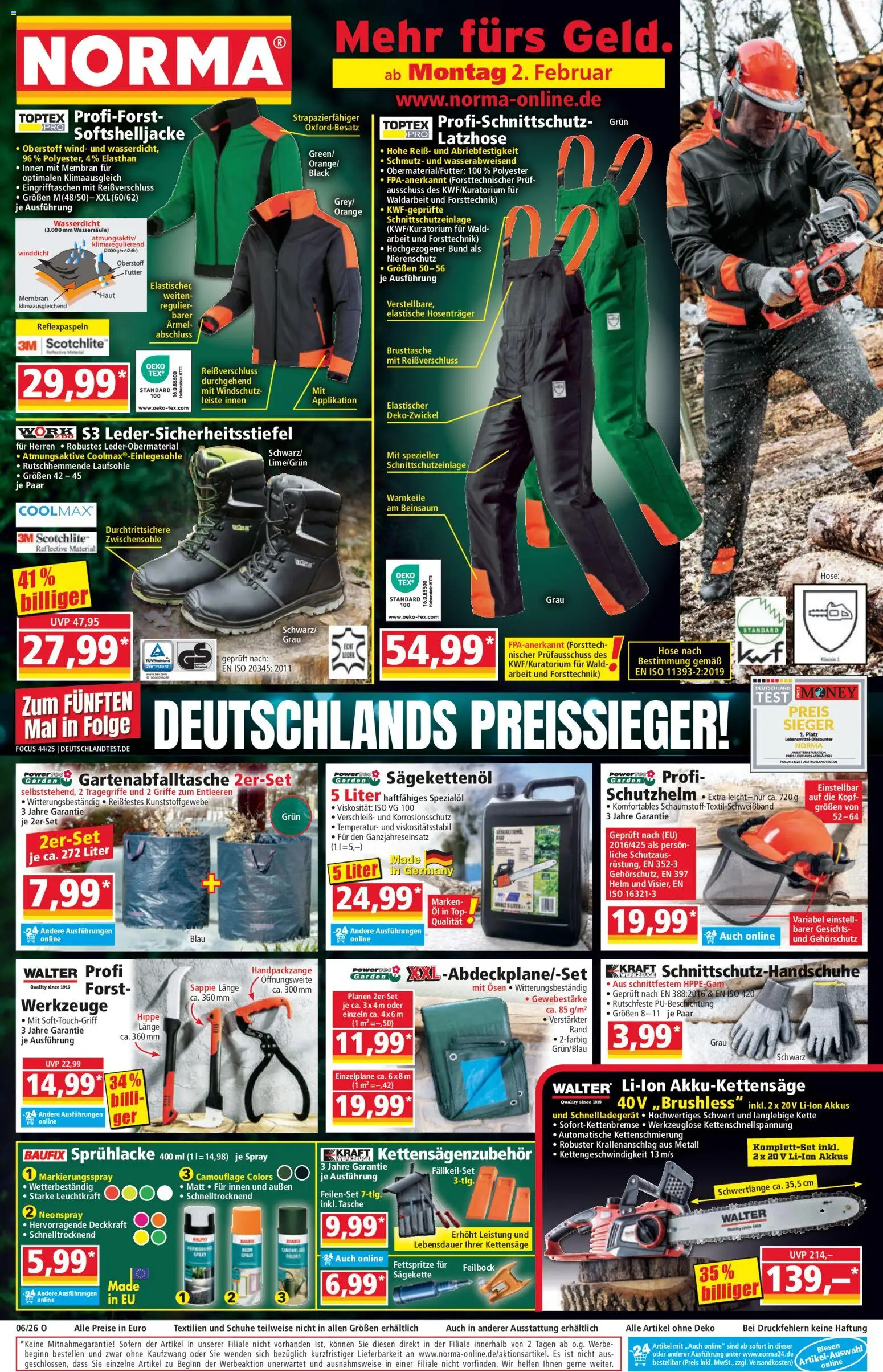 Norma Prospekt 	 – gültig ab 02.02.2026 | Seite: 1 | Produkte: Top, Tasche, Öl, Hose