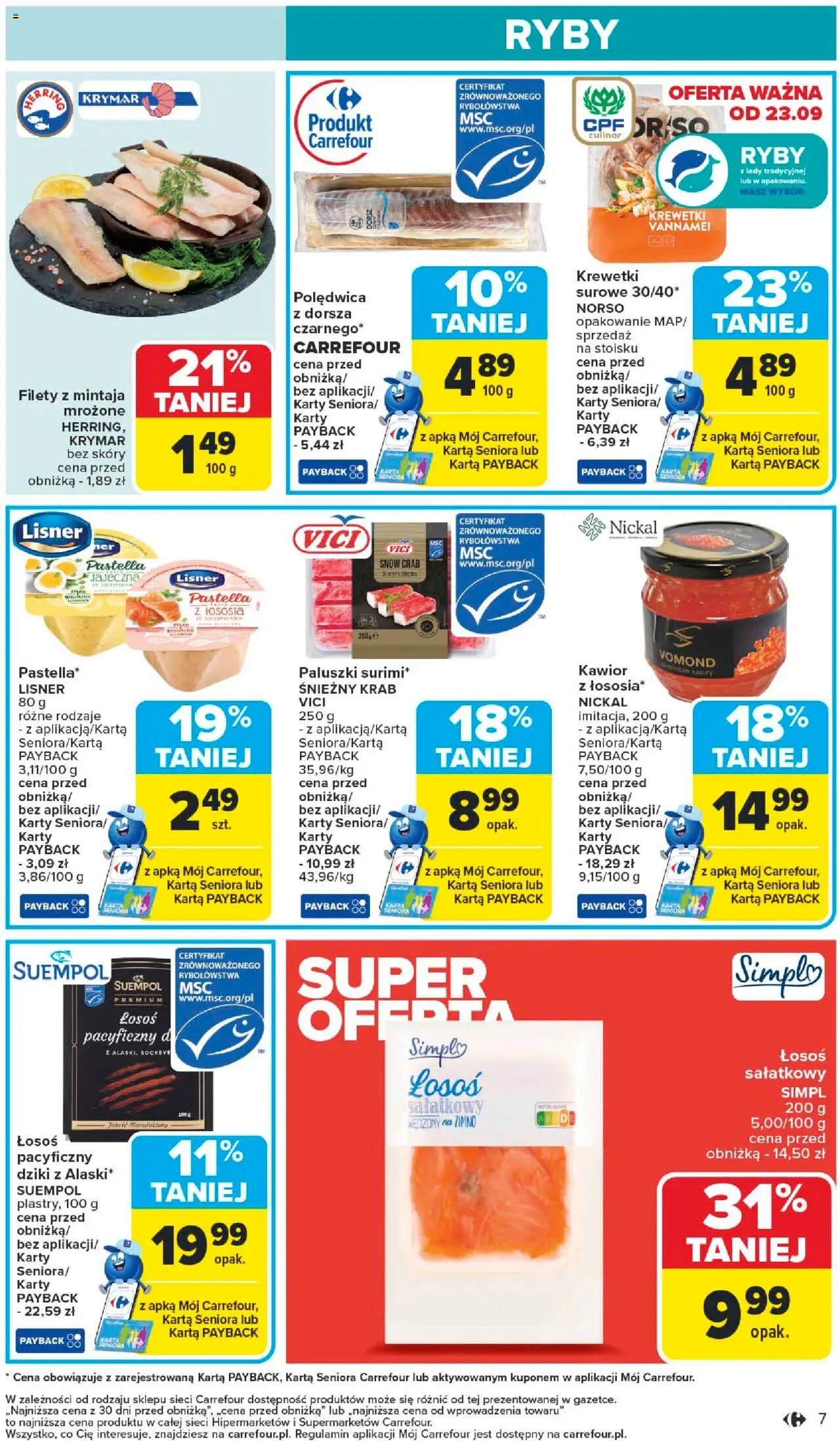 Carrefour Gazetka od 22.09.2025 | Strona: 9 | Produkty: Karta, Dorsz, Krewetki vannamei, Ryby