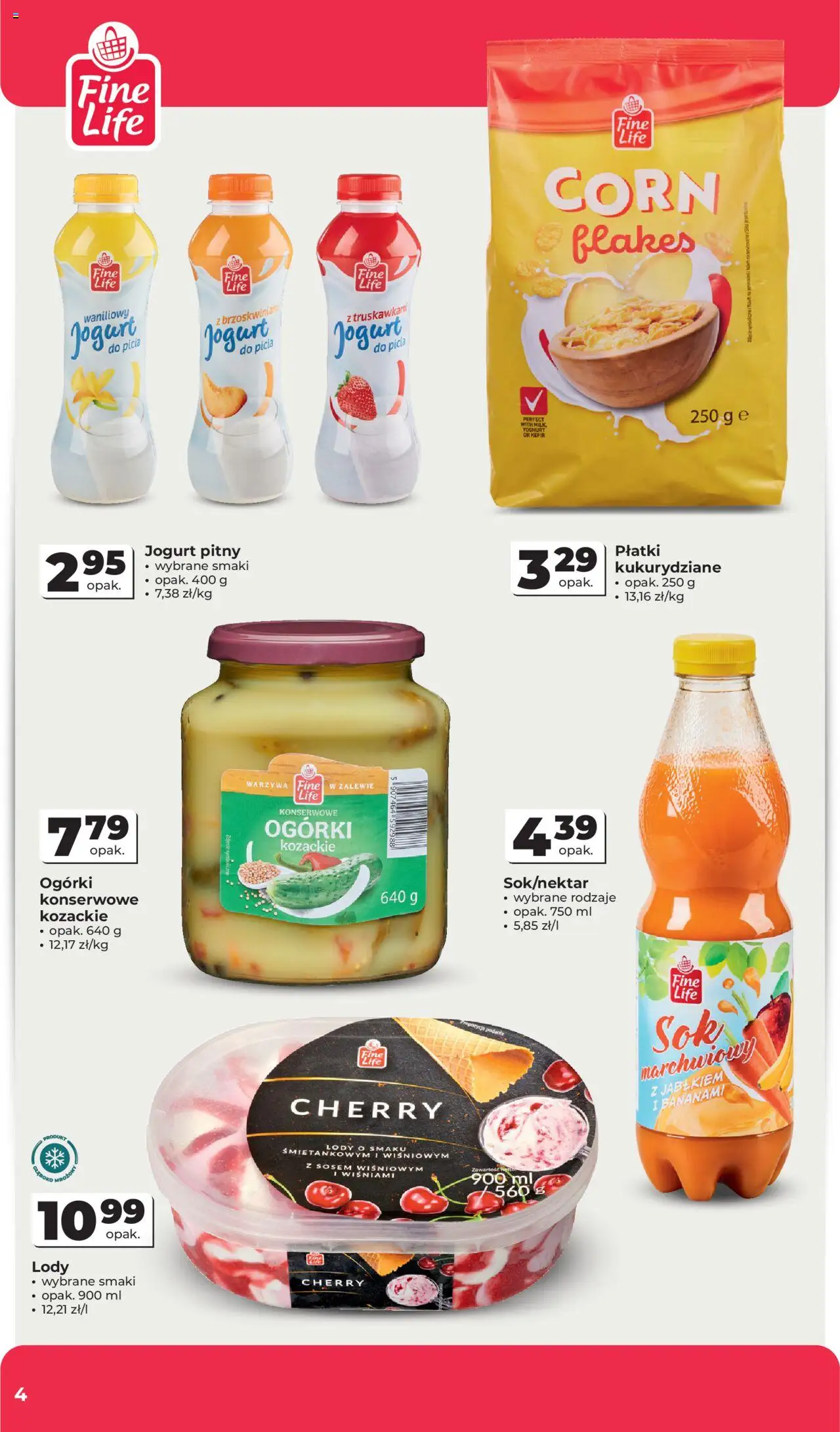 Odido Gazetka od 11.06.2025 | Strona: 4 | Produkty: Jogurt pitny, Sok, Sok marchwiowy, Corn Flakes