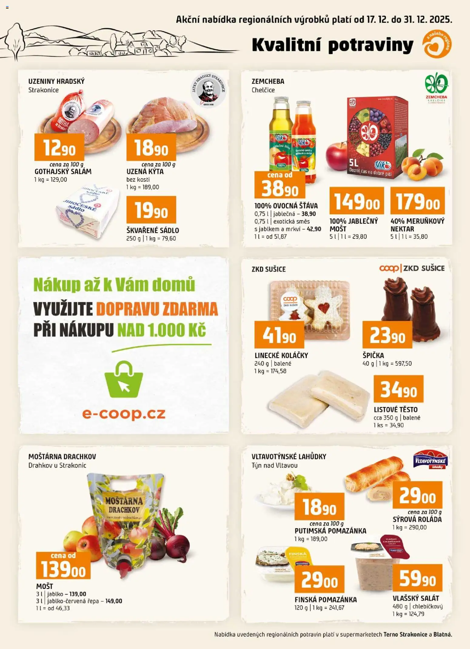 Terno leták - Blatná, Strakonice od 17.12.2025 | Strana: 1 | Produkty: Salám, Listové těsto, Uzeniny, Potraviny