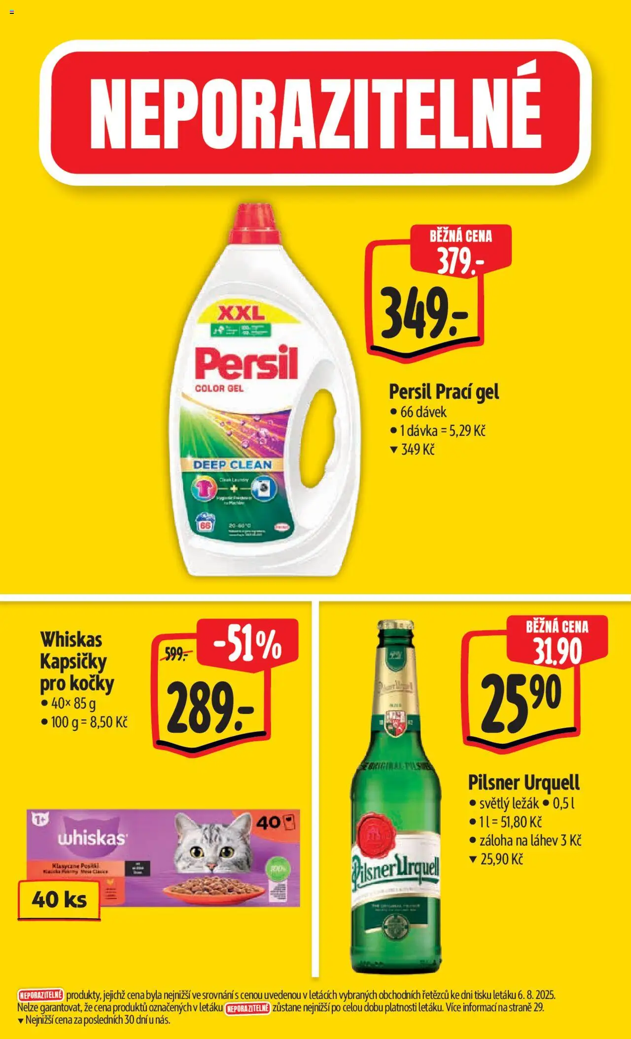 Albert leták - Hypermarket od 13.08.2025 | Strana: 5 | Produkty: Prací gel, Whiskas, Pilsner, Láhev