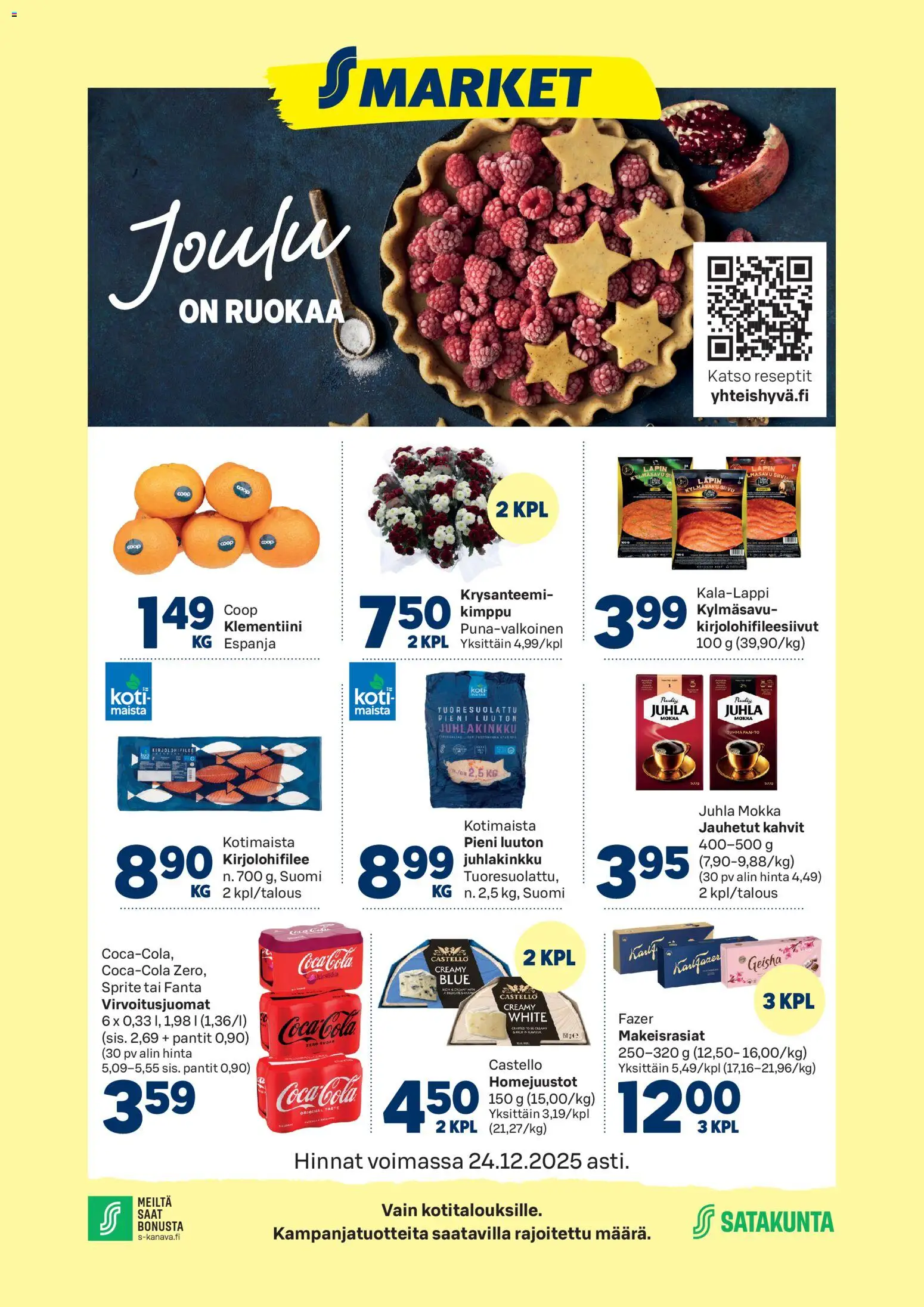 S-market Ulvila – voimassa 17.12.2025 alkaen | Sivu: 1 | Tuotteet: Juhla Mokka, Sprite, Coca cola, Fanta