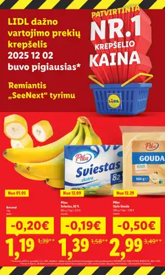 LIDL leidinys galioja nuo 12.01.2026 | Puslapis: 2 | Prekių: Sūris, Sviestas, Krepšelis, Bananai