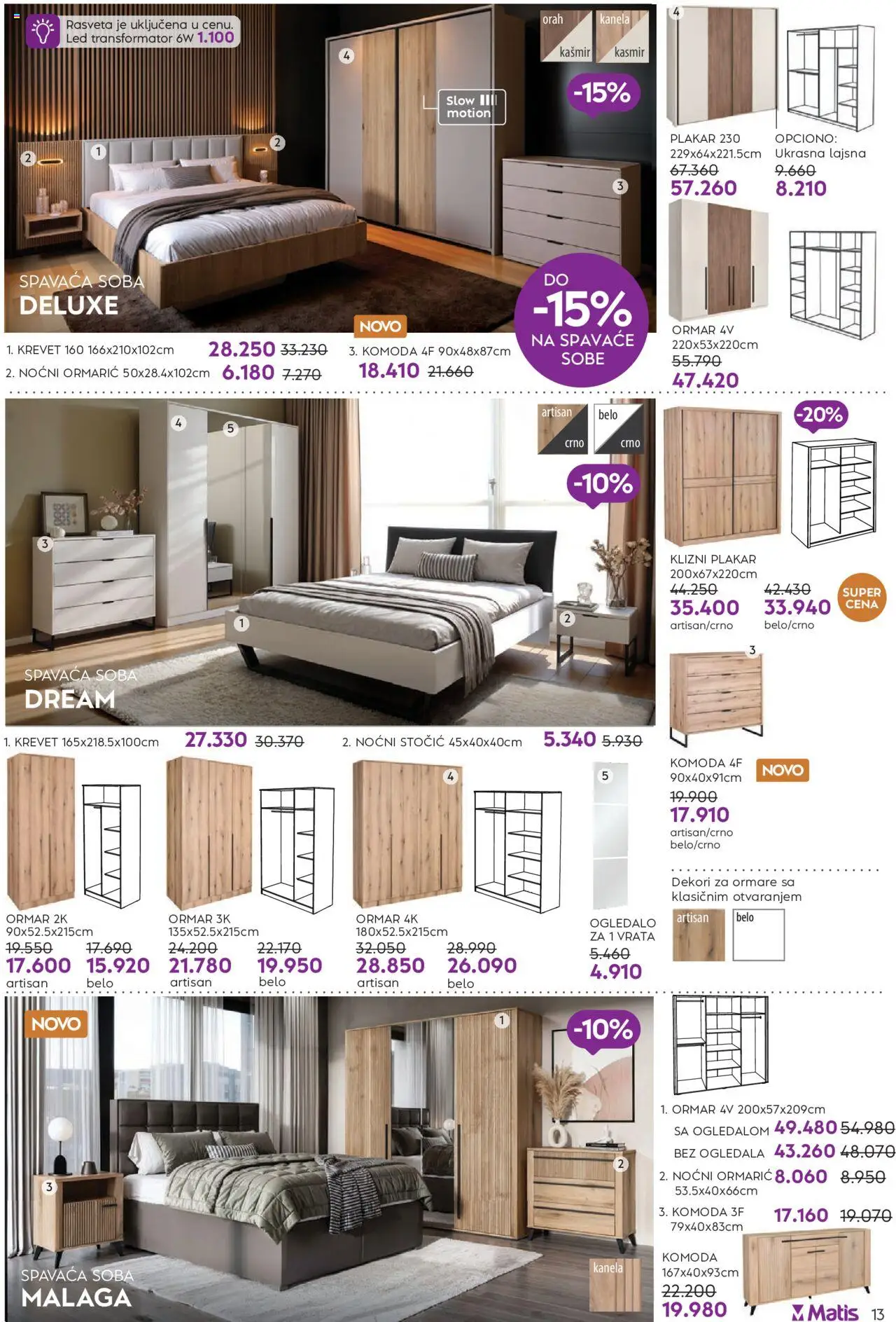 Matis katalog - važi od 01.01.2025 | Strana: 13 | Proizvode: Krevet, Komoda, Ogledalo, Orah