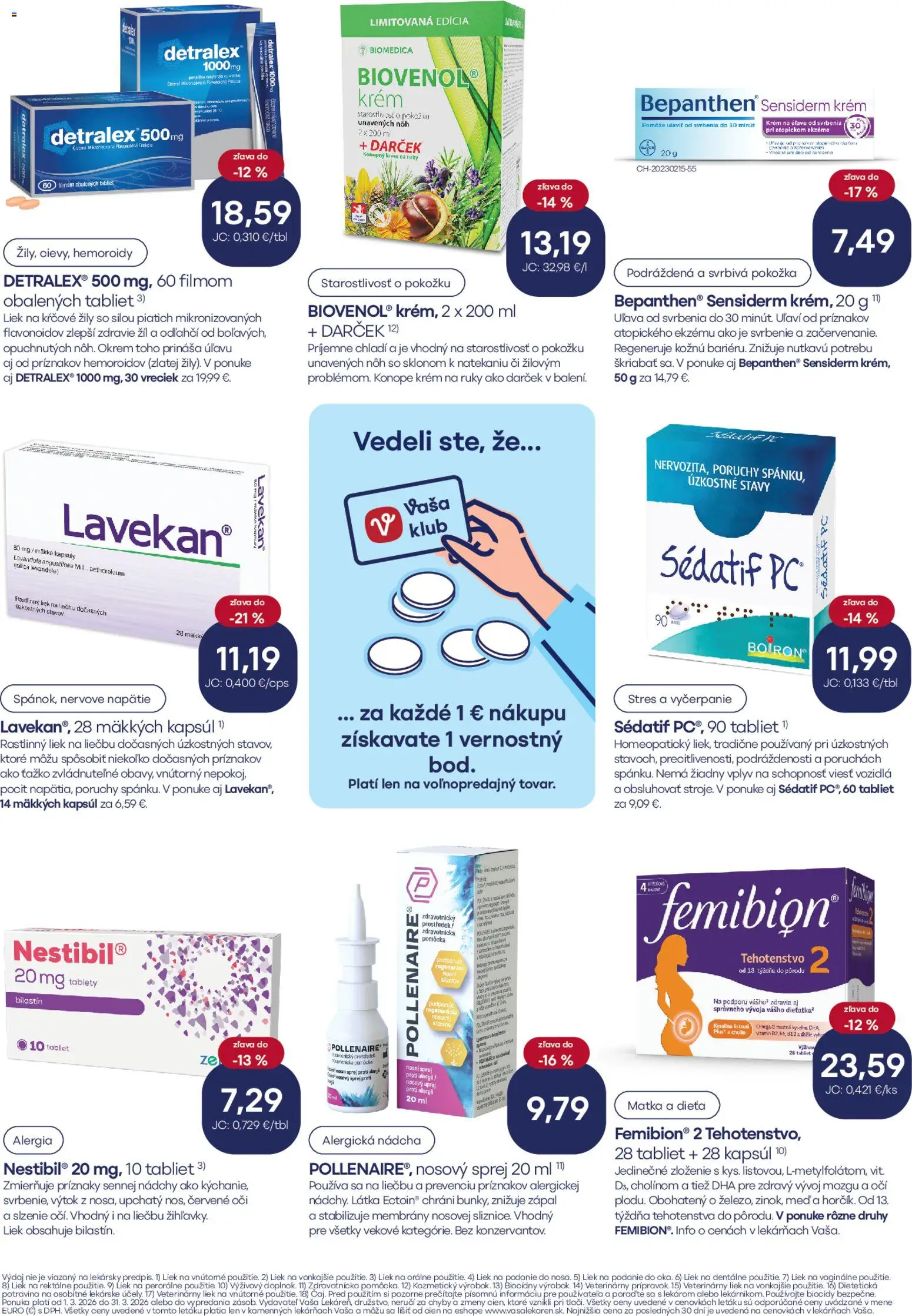 Nové Vaša lekáreň akcie – leták je platný od 01.03.2026 | Strana: 8 | Produkty: PC, Krém, Med