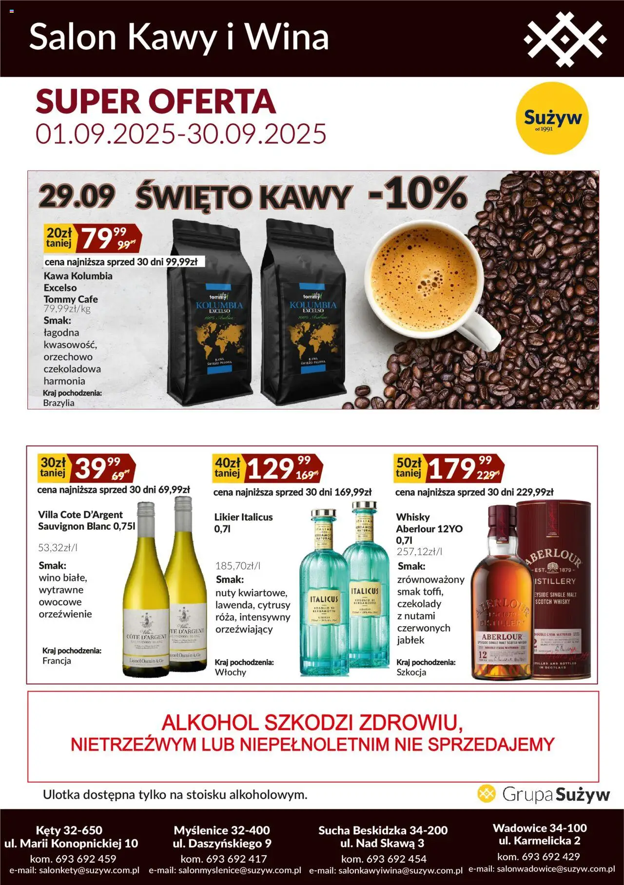 Sużyw Gazetka - Salon kawy i wina od 01.09.2025 | Strona: 2 | Produkty: Czekolady, Czekoladowa, Alkohol, Whisky