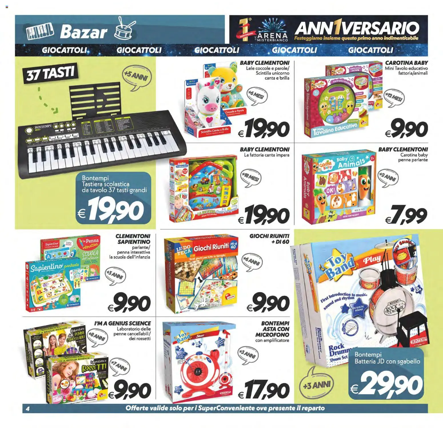 Volantino SuperConveniente del 24.10.2025 | Pagina: 29 | Prodotti: Tavolino, Sgabello, Microfono, Batteria