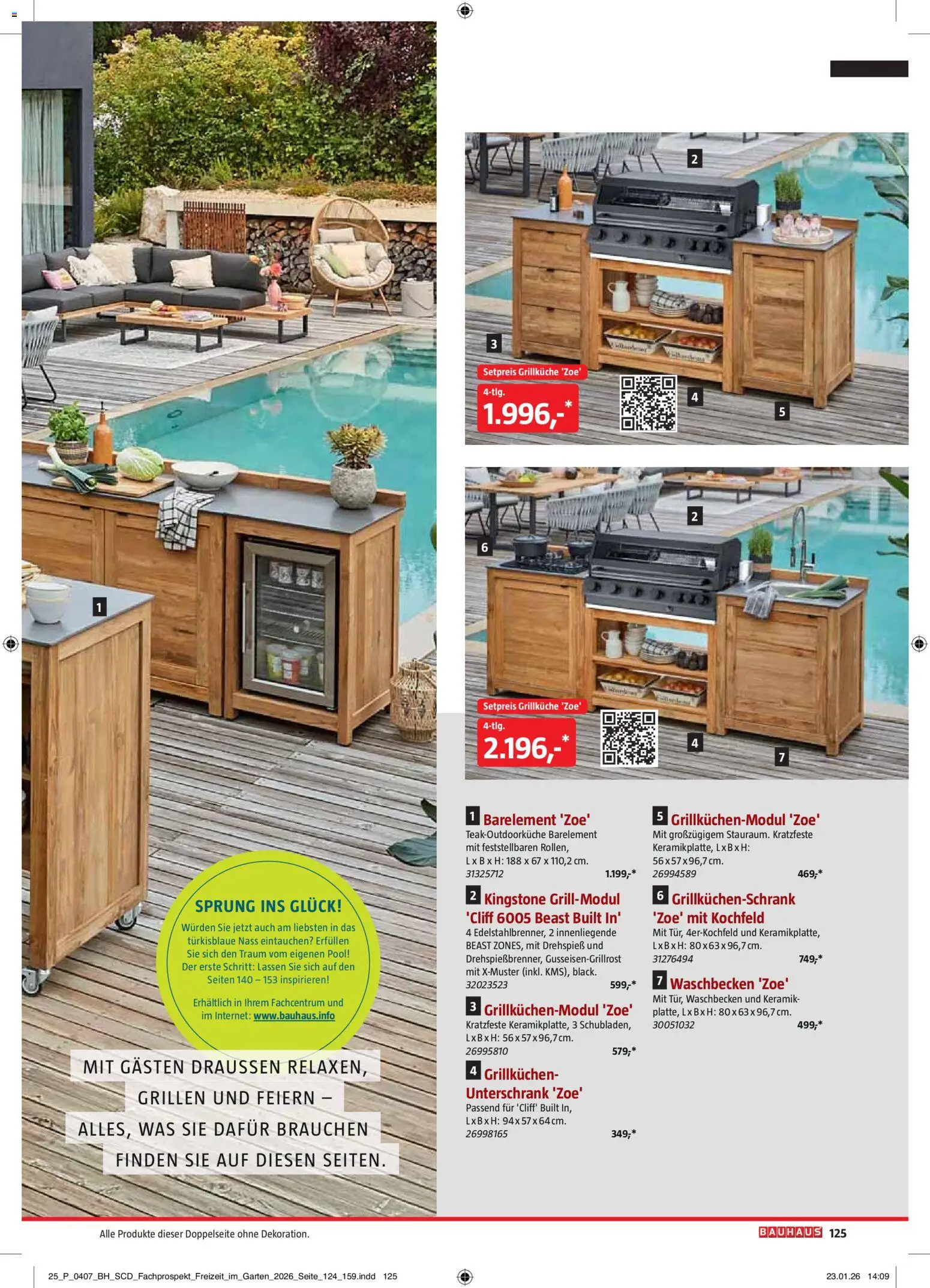 Bauhaus Freizeit im Garten gültig ab 01.05.2026 | Seite: 125 | Produkte: Kochfeld, Waschbecken