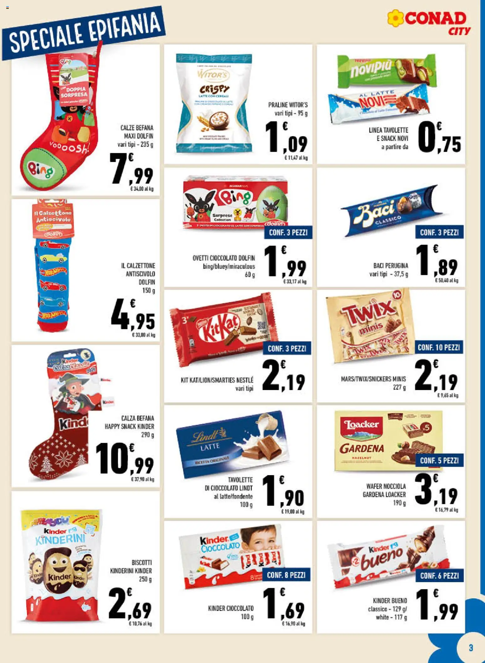 Volantino Conad del 27.12.2025 | Pagina: 3 | Prodotti: Cioccolato, Biscotti, Latte