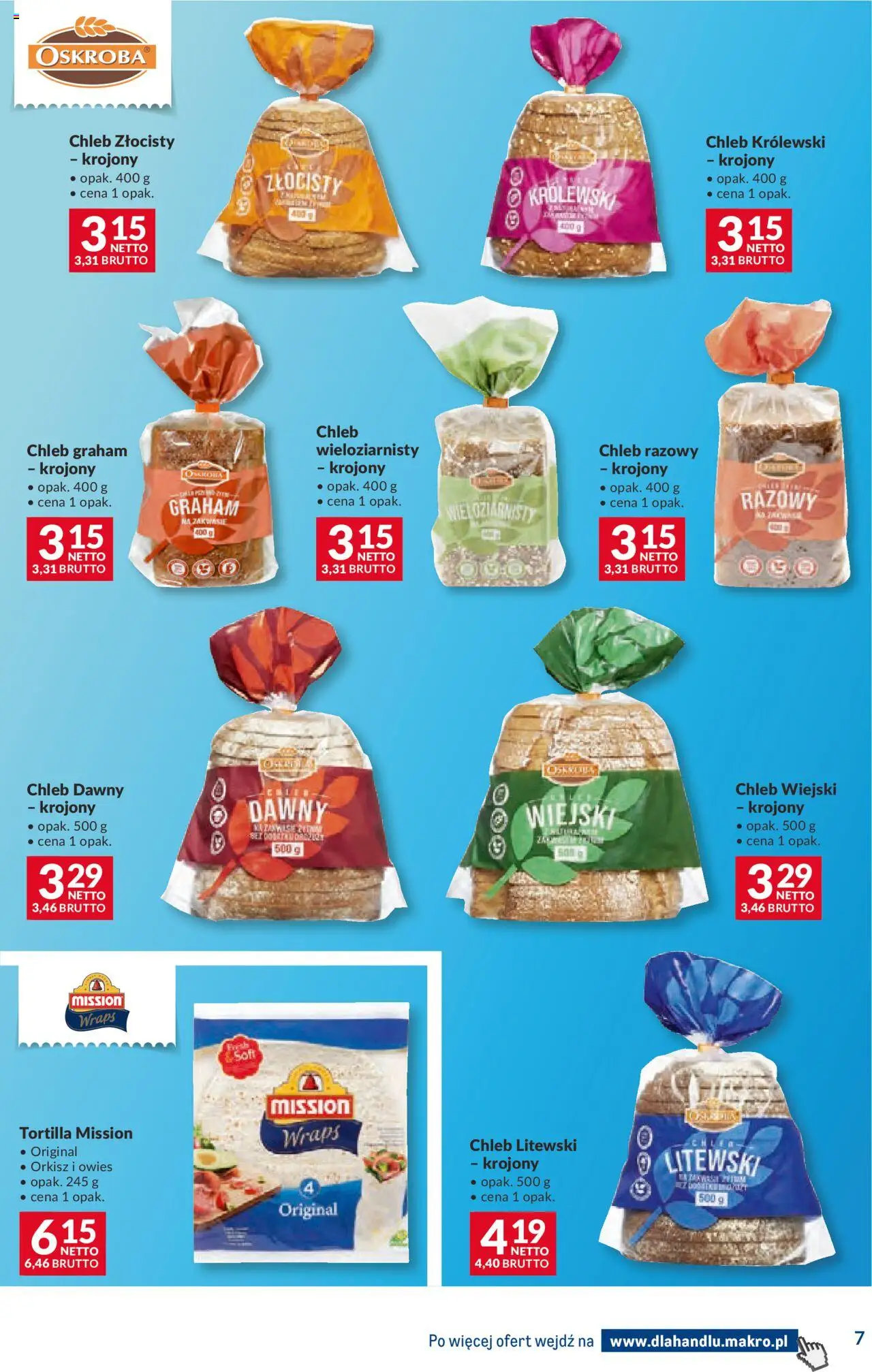 Makro Gazetka - Dystrybucja do sklepów od 16.09.2025 | Strona: 7 | Produkty: Tortilla, Chleb